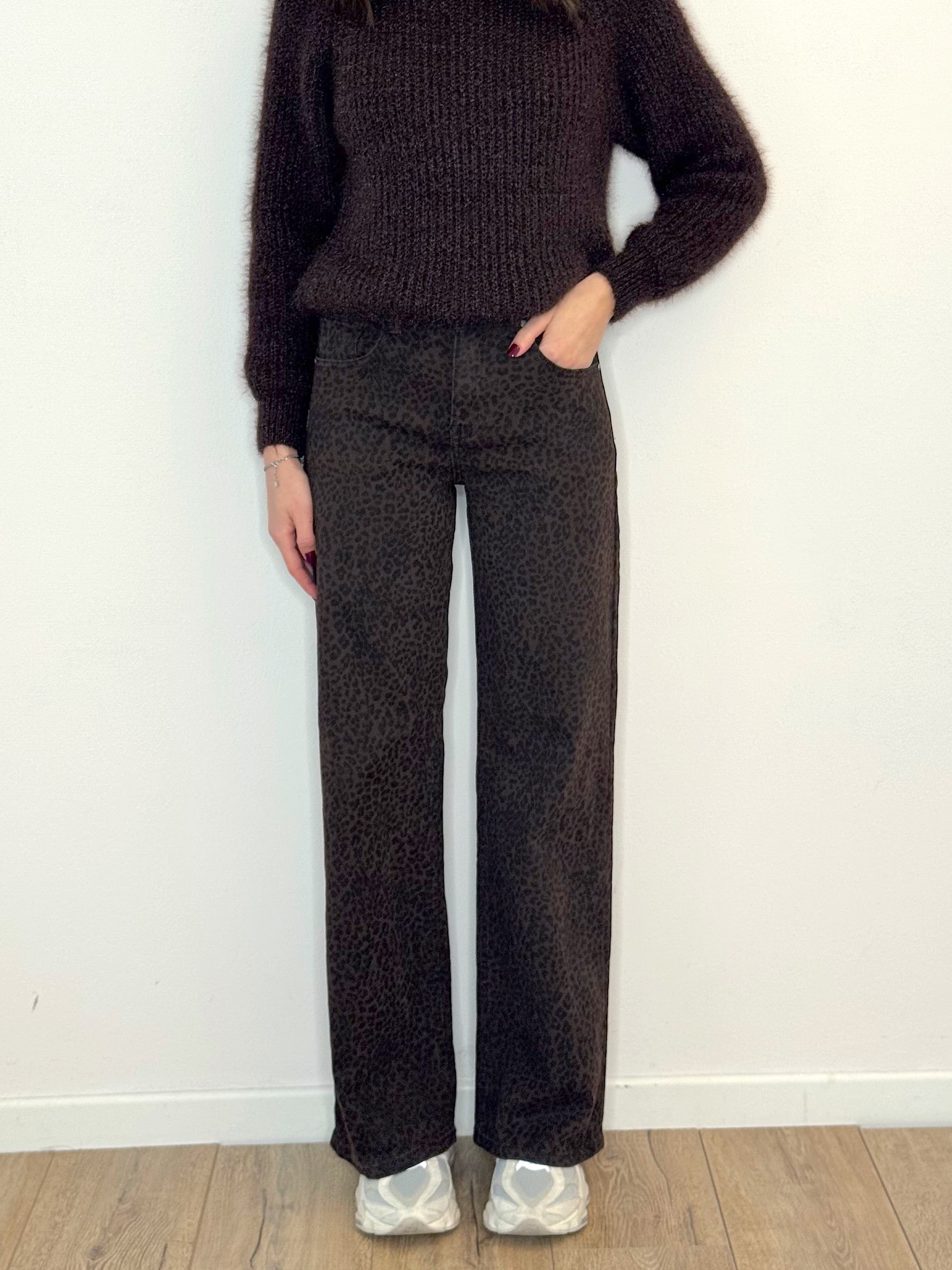 DENIM STRAIGHT CHOCOLATE ANIMALIER