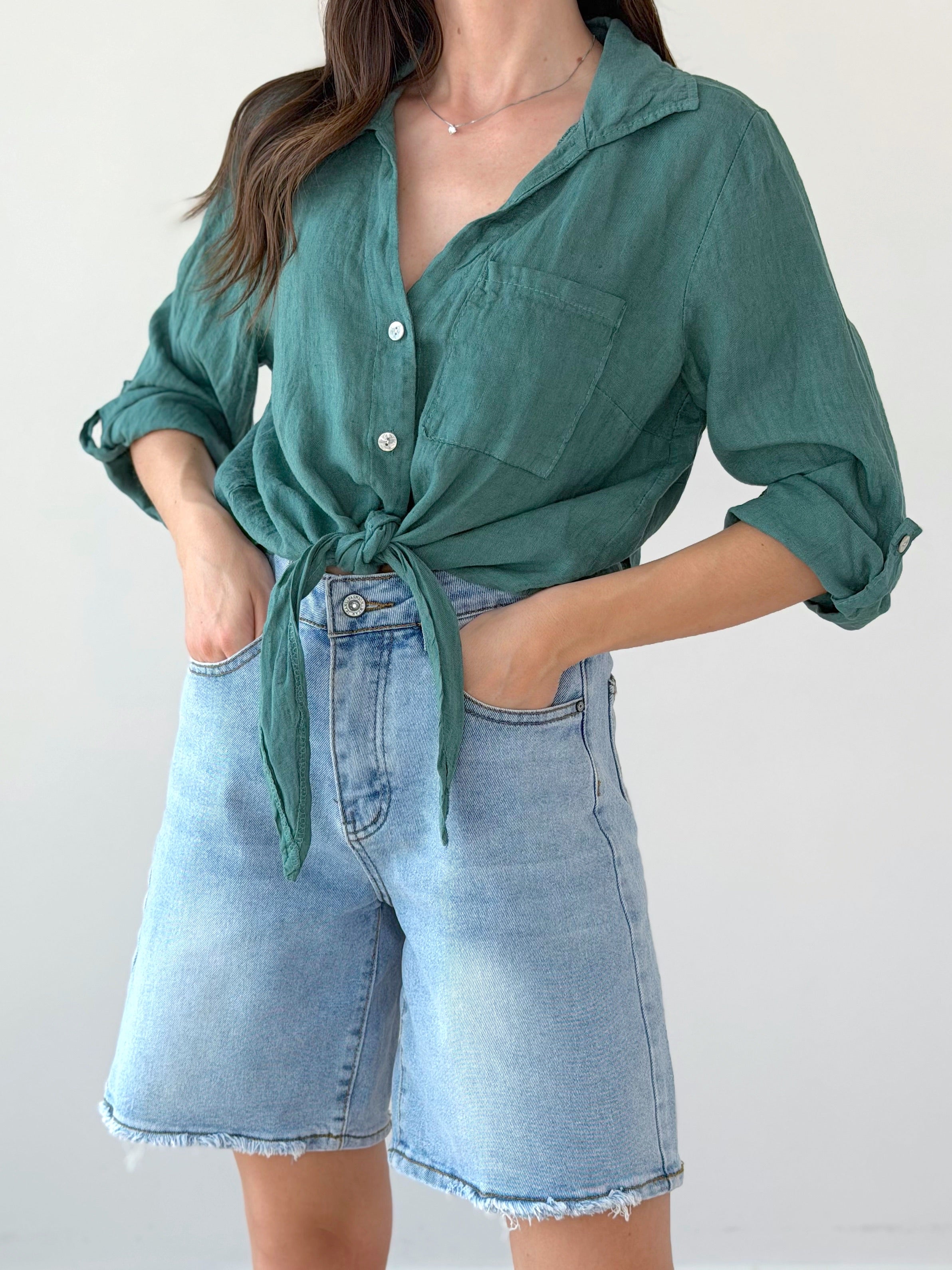 CAMICIA 100% LINO VERDONE