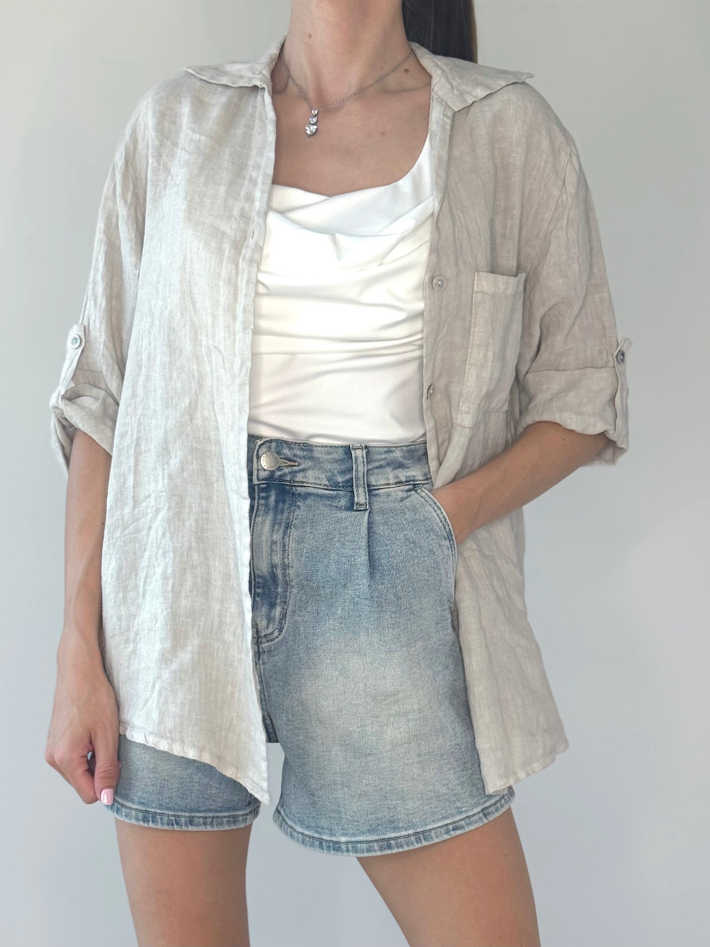 CAMICIA SABBIA 100% LINO