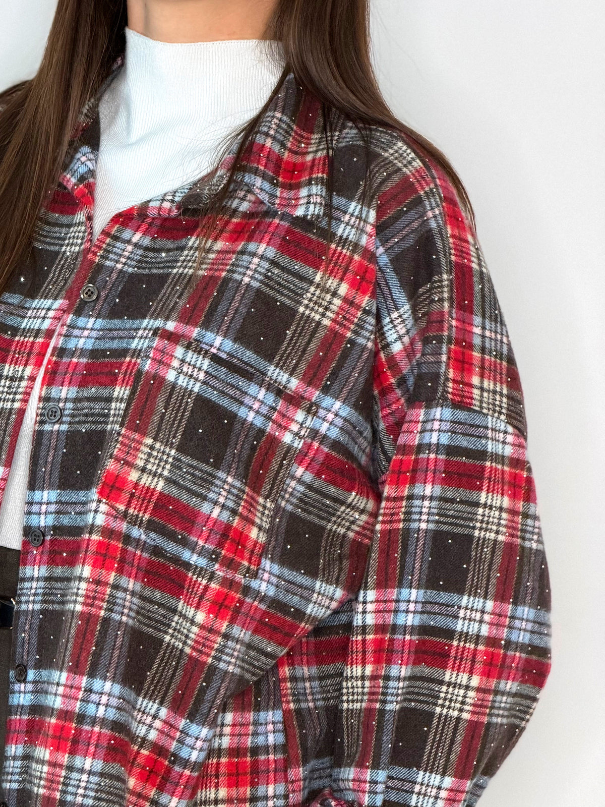 CAMICIA WOOD FLANELLA CON STRASS