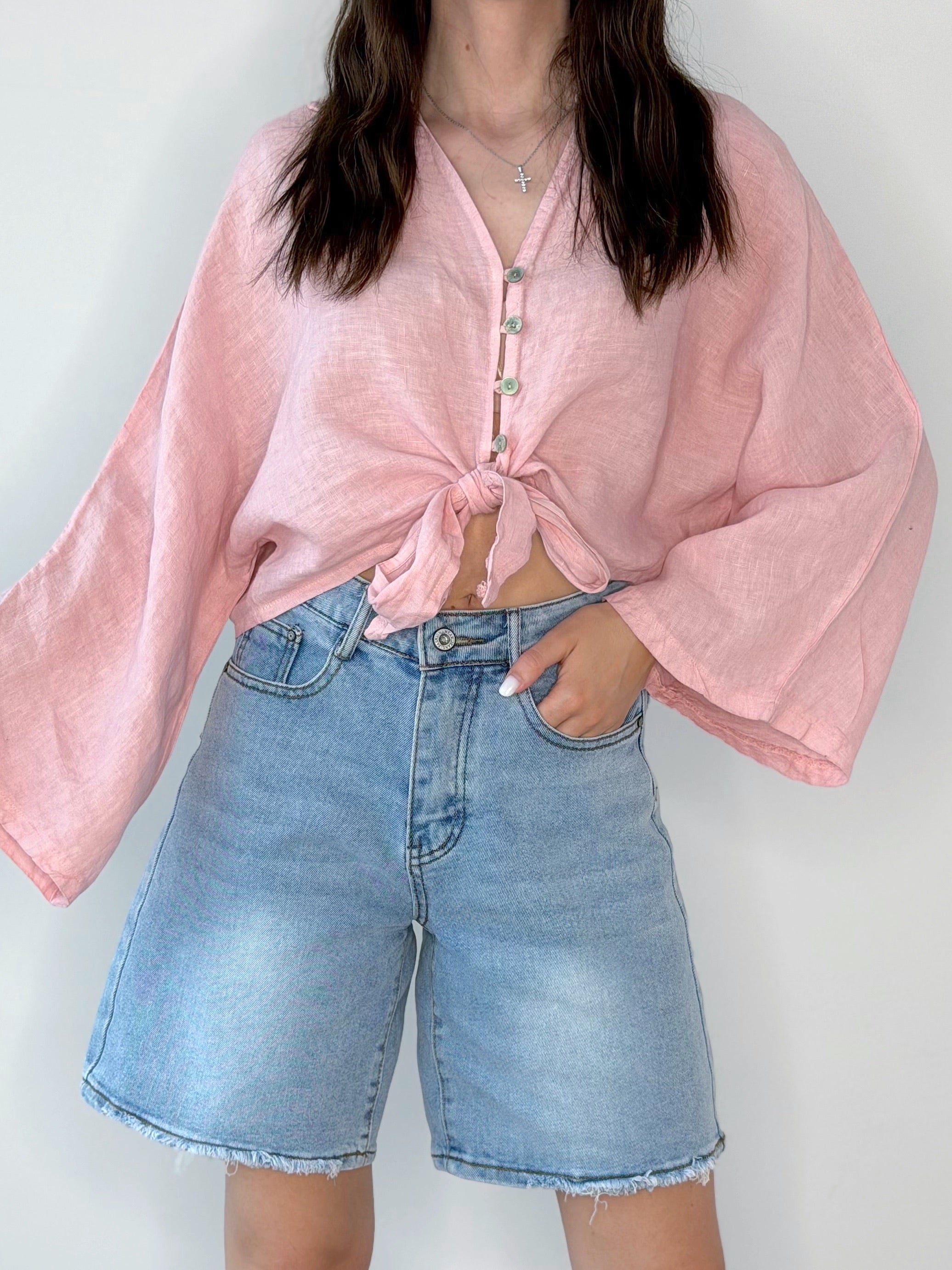 CAMICIA 100% LINO CON NODO