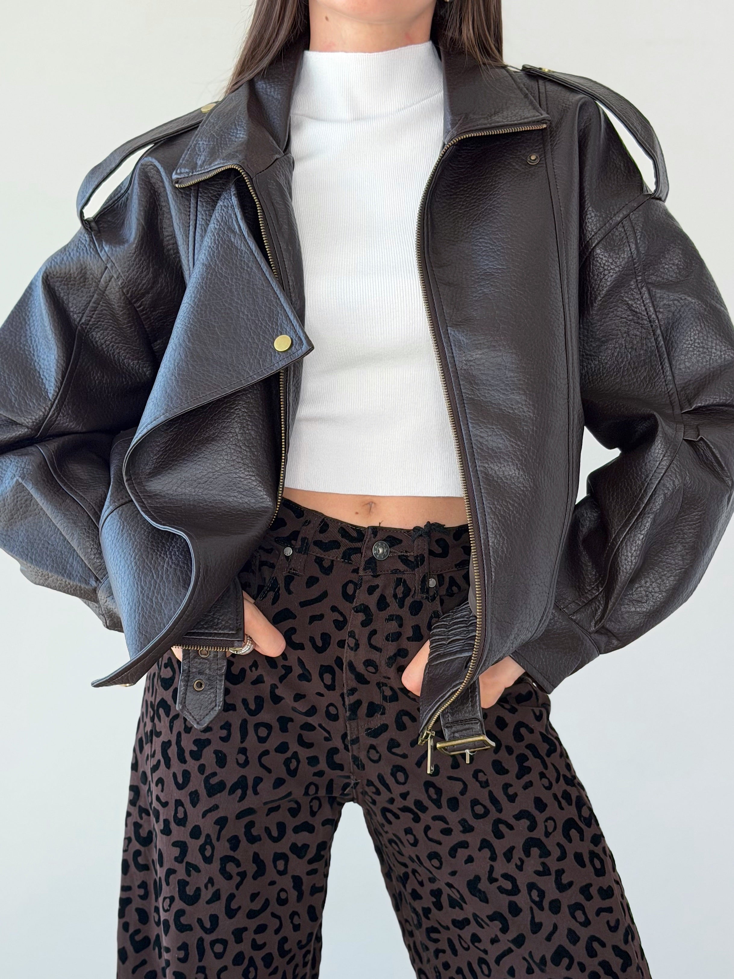 BOMBER ECOPELLE MARTELLATA CON COLLO ALTO ( PREMIUM QUALITY )