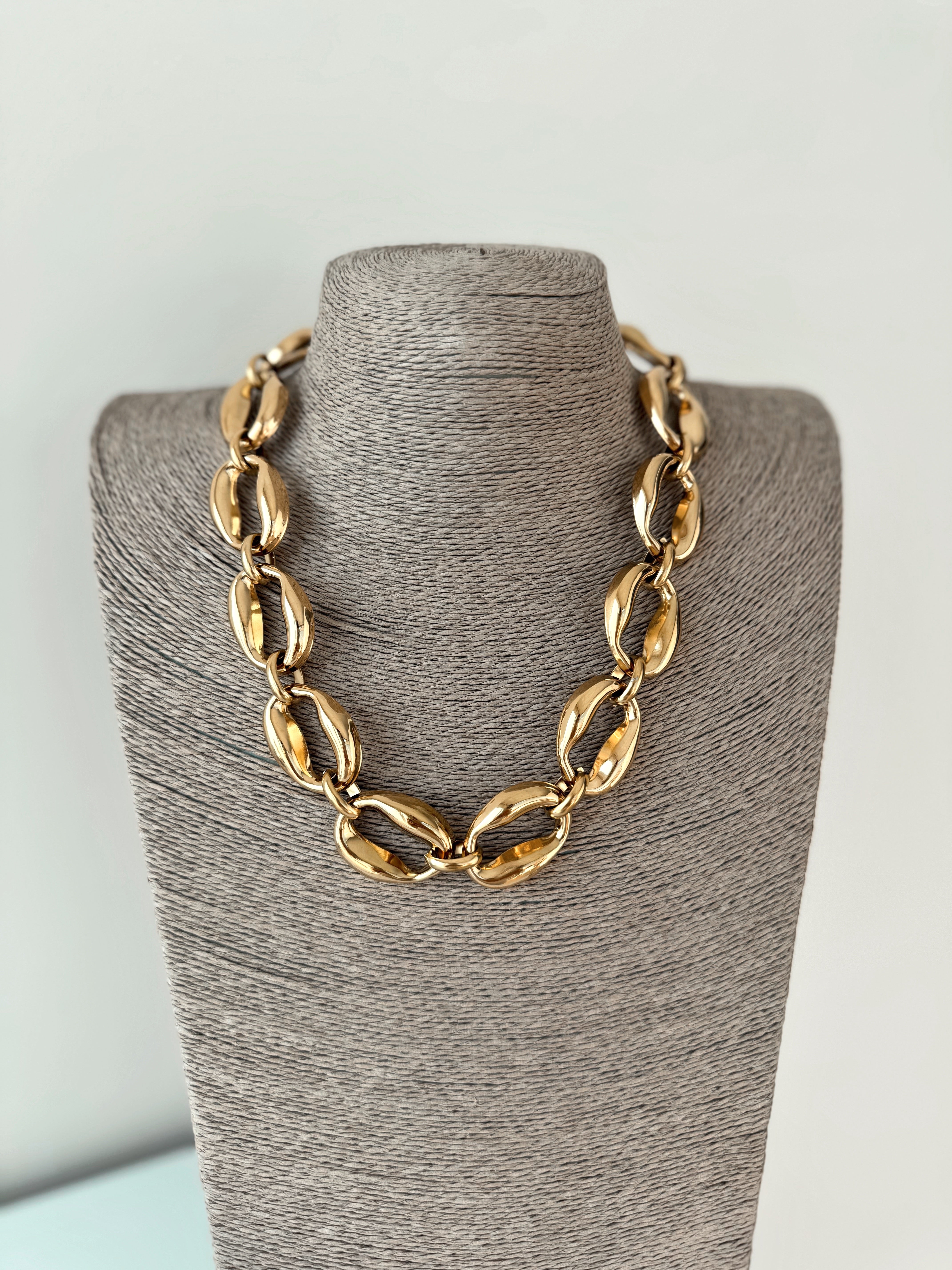 Collana a catena acciaio oro