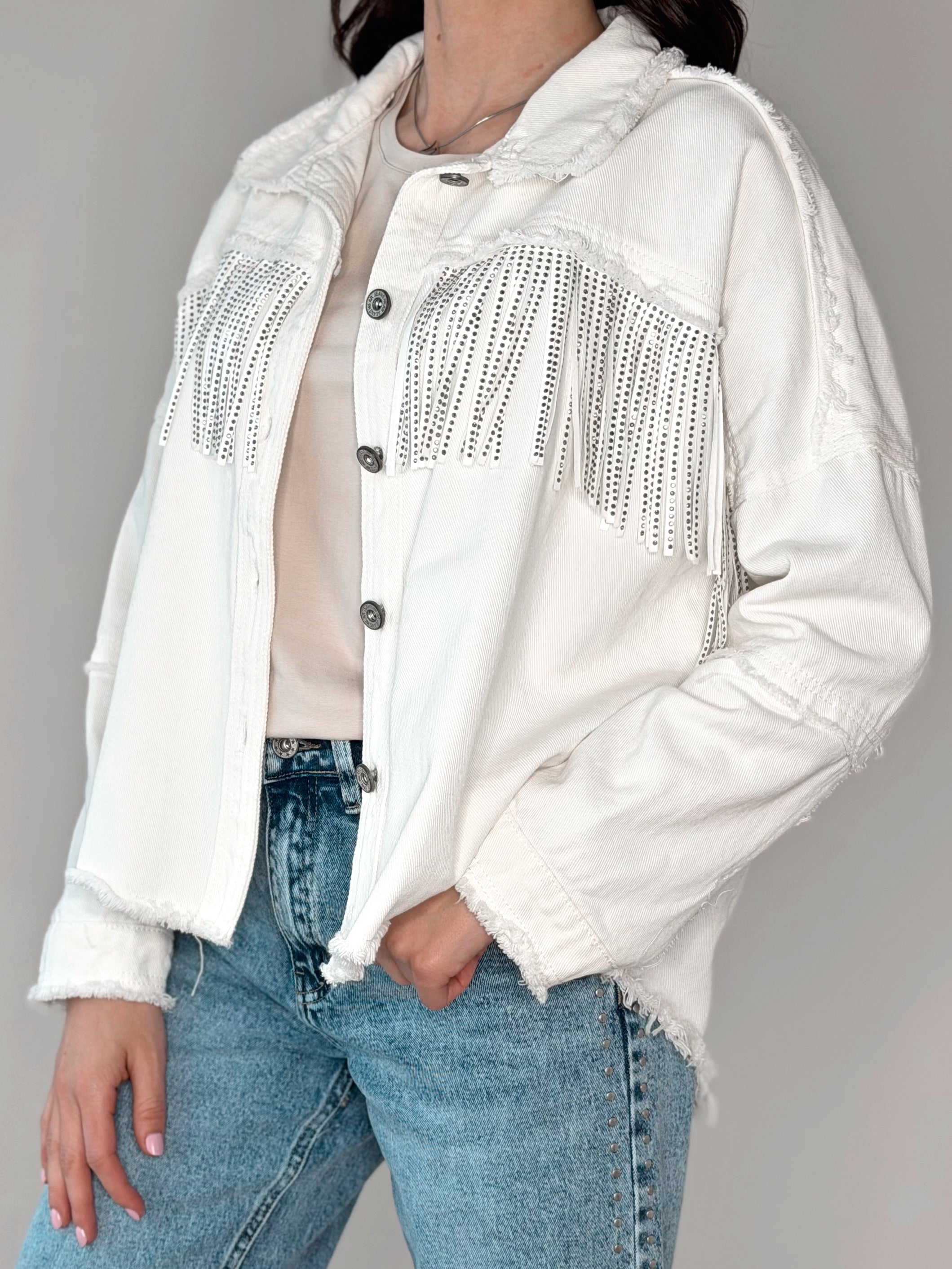 GIACCONE DENIM CON FRANGE