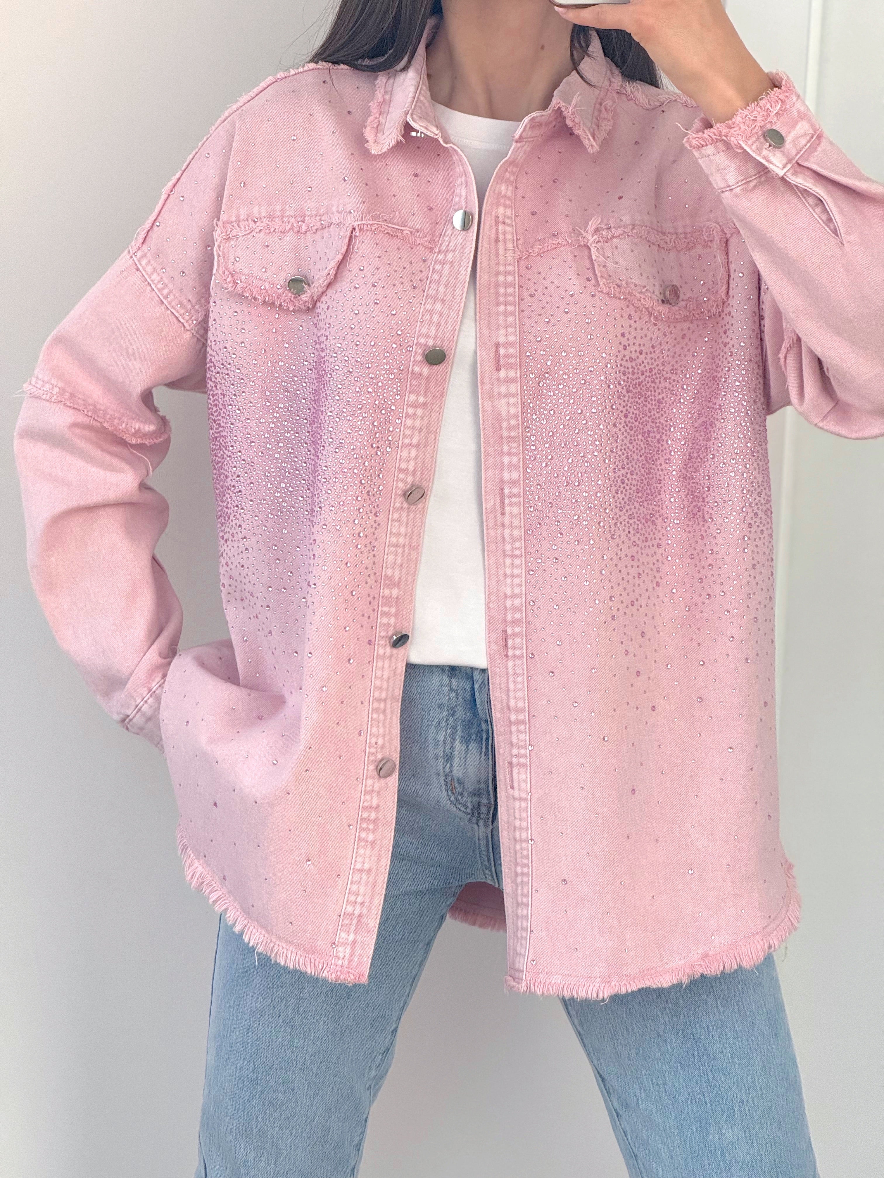 Camiciona Hillary Rosa Strass Denim 2