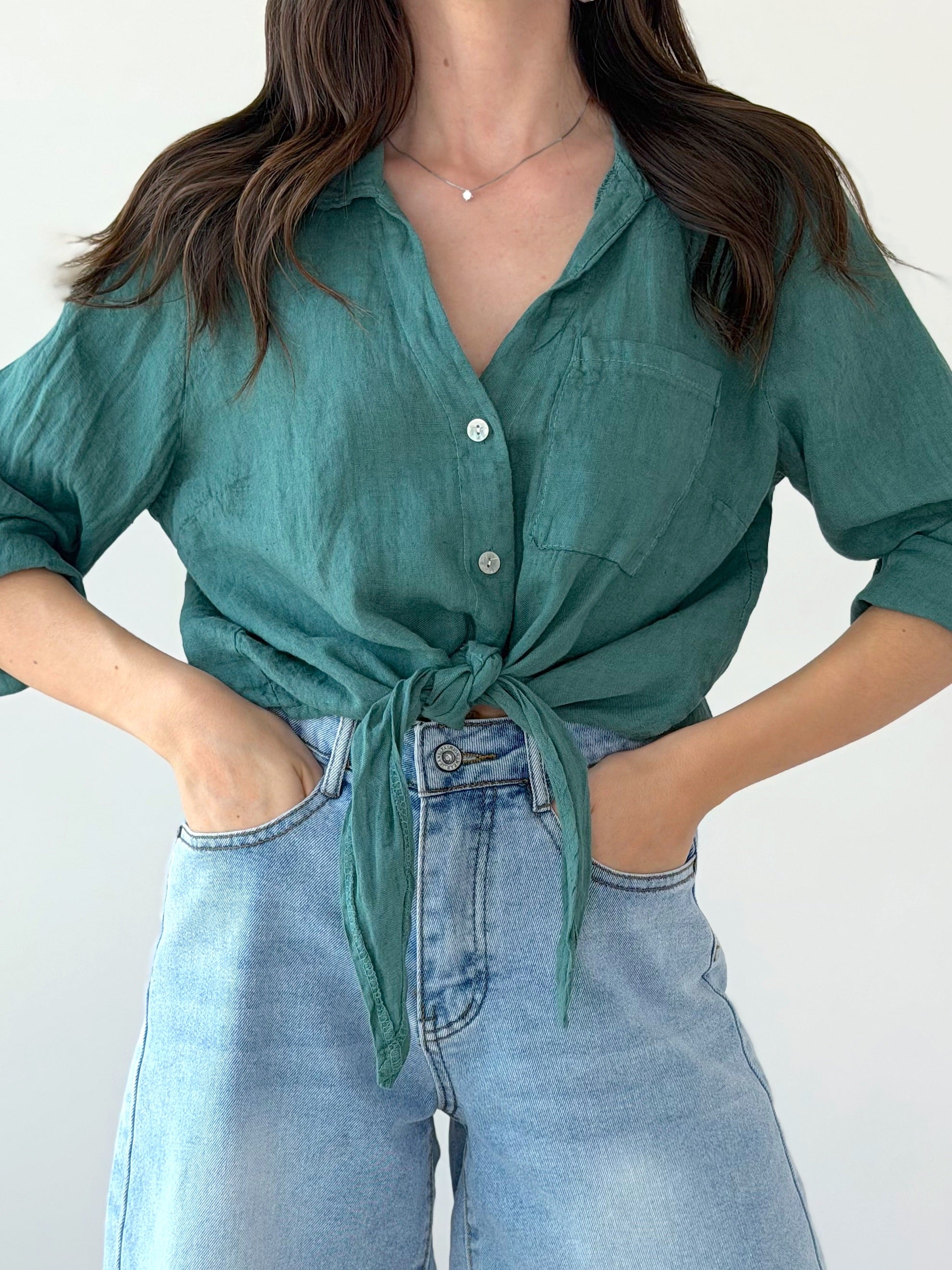 CAMICIA 100% LINO VERDONE