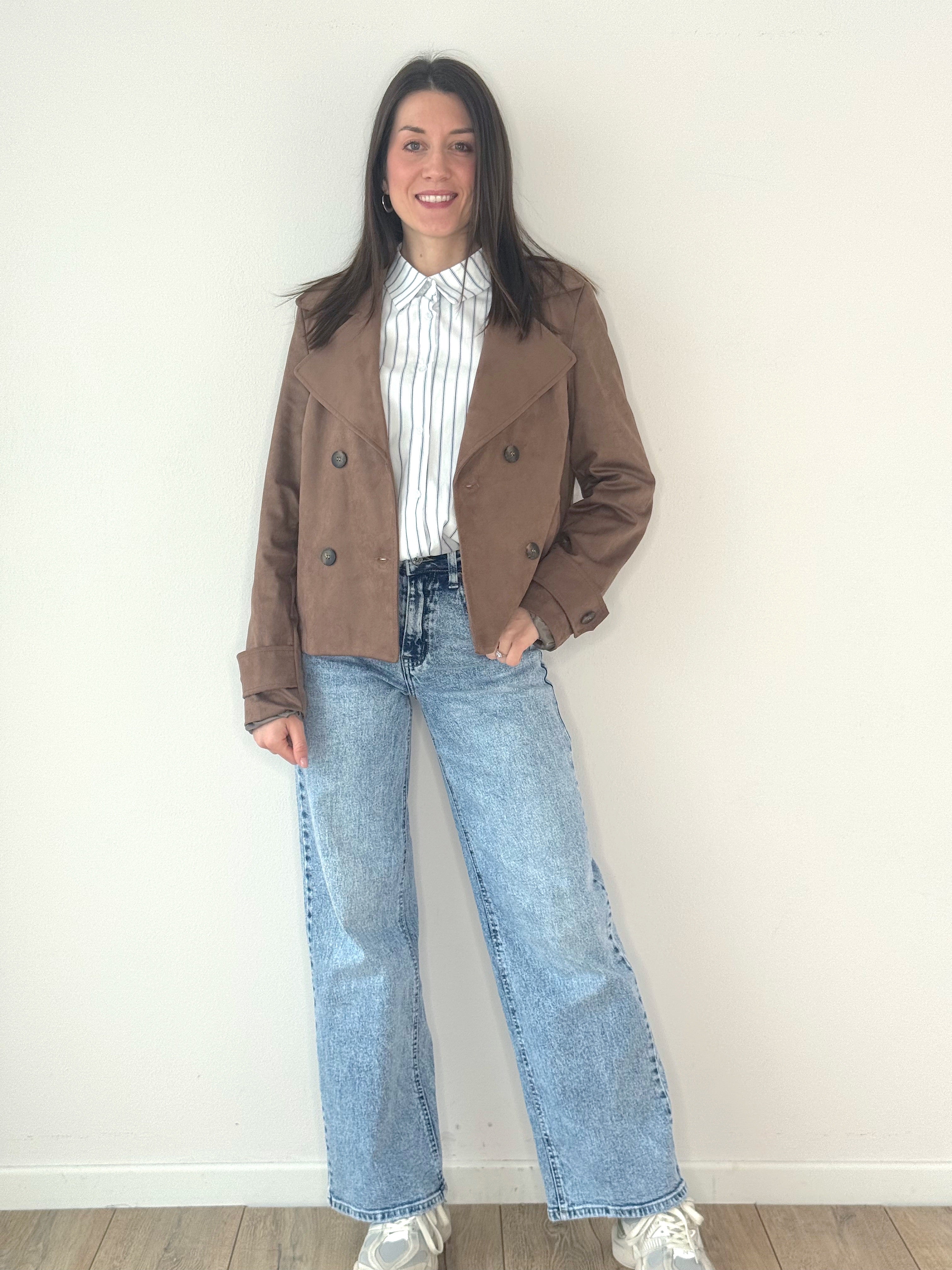 TRENCH CORTO ECO CAMOSCIO