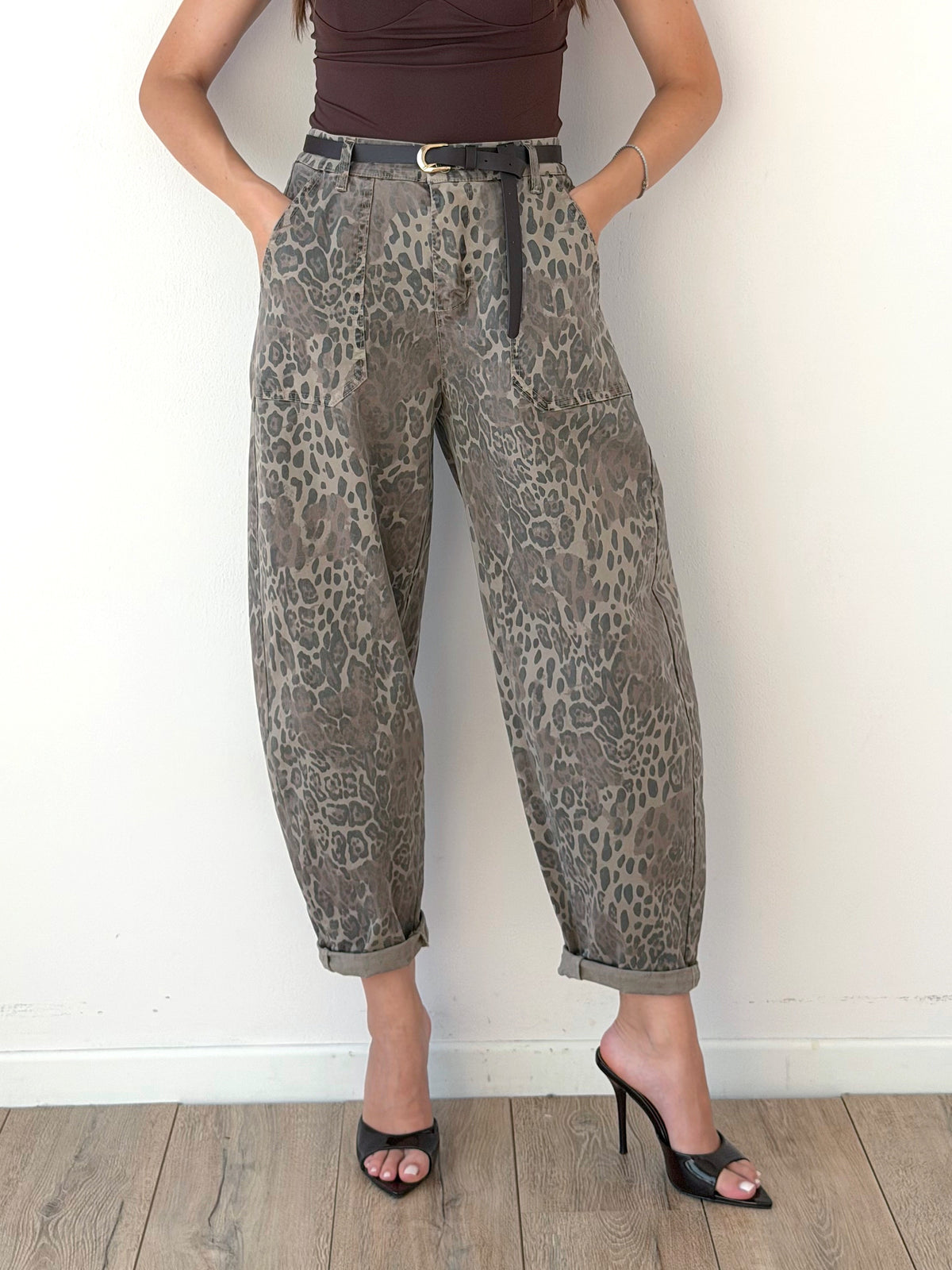 PANTALONE ANIMALIER BALLOON SABBIATO