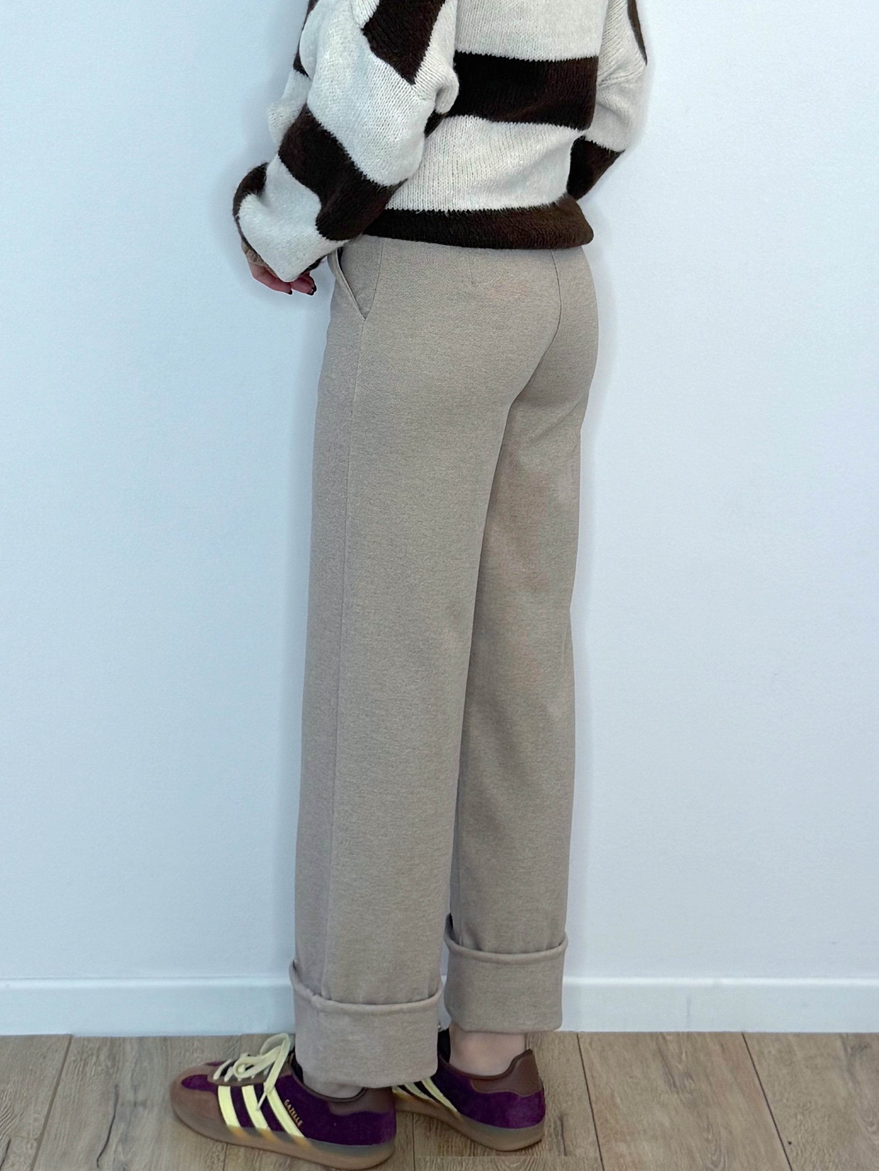 PANTALONE FLANELLA CON RISVOLTO