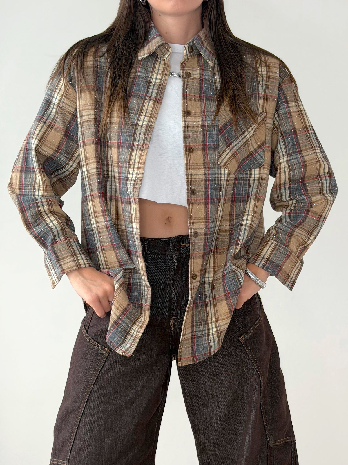 CAMICIA IN FLANELLA CON STRASS