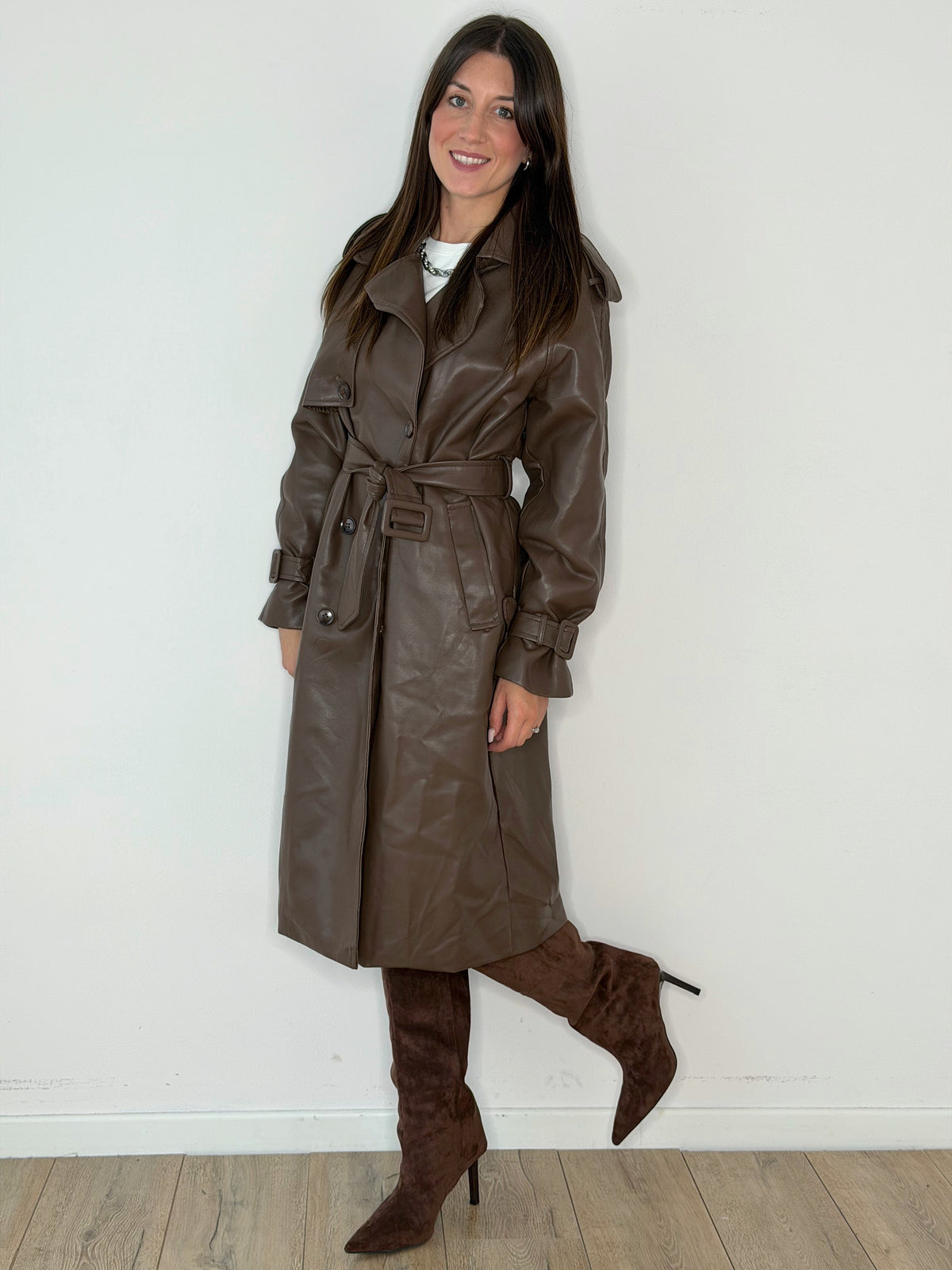 Trench ecopelle marrone