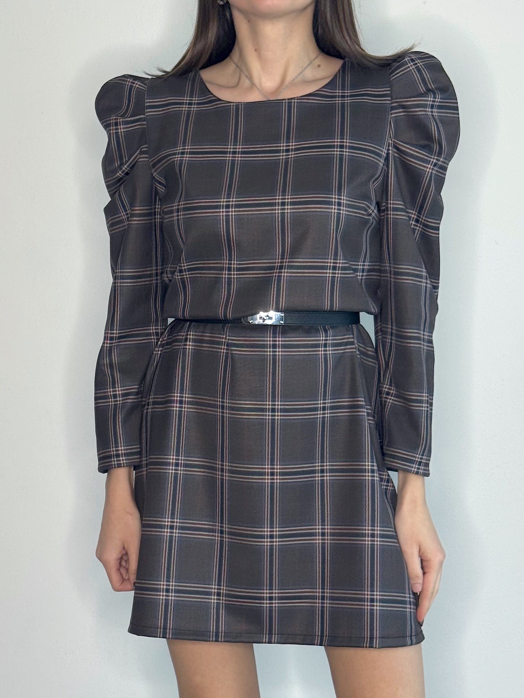 VESTITINO SCOZZESE CON MANICHE A SBUFFO