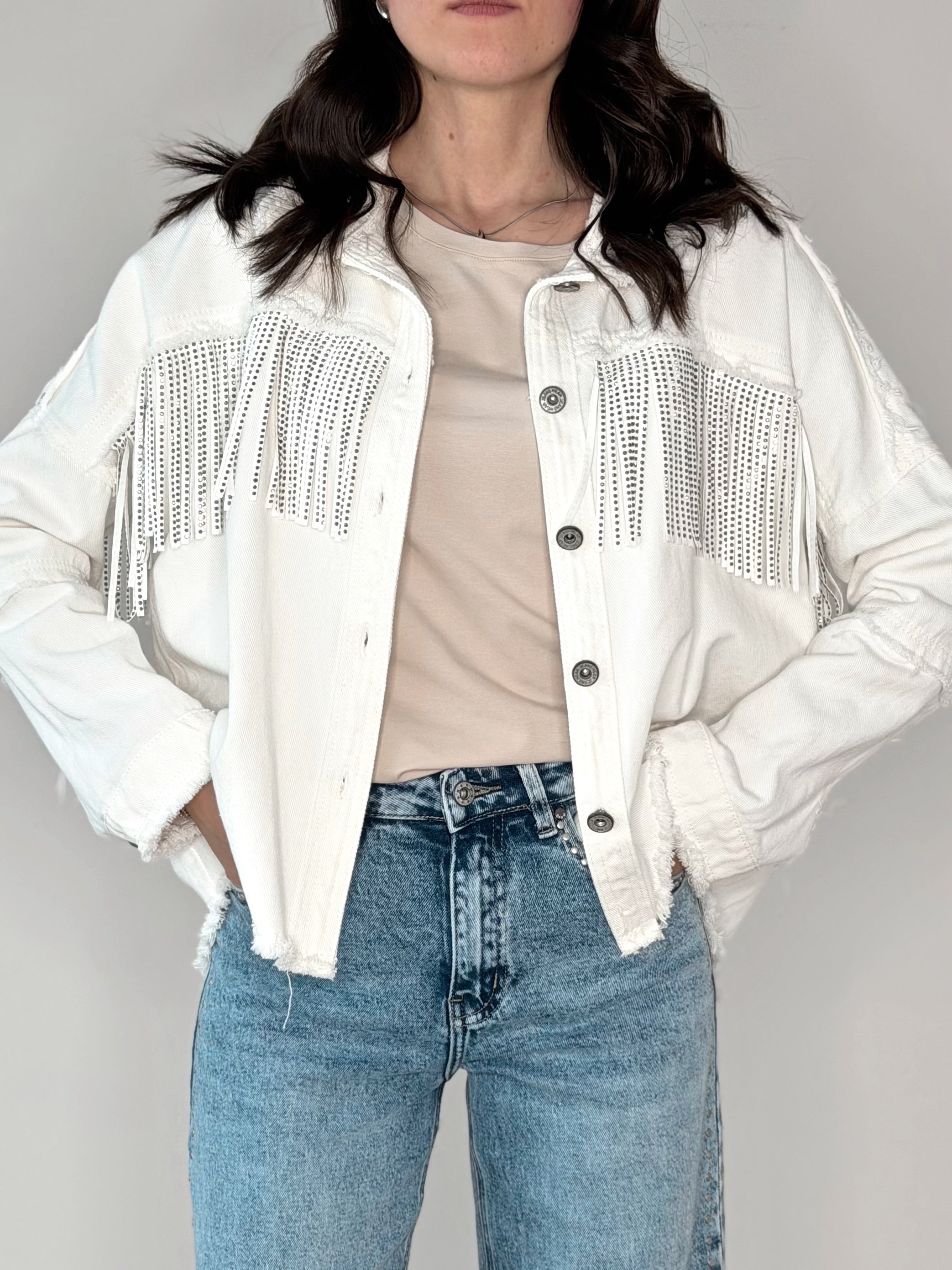 GIACCONE DENIM CON FRANGE