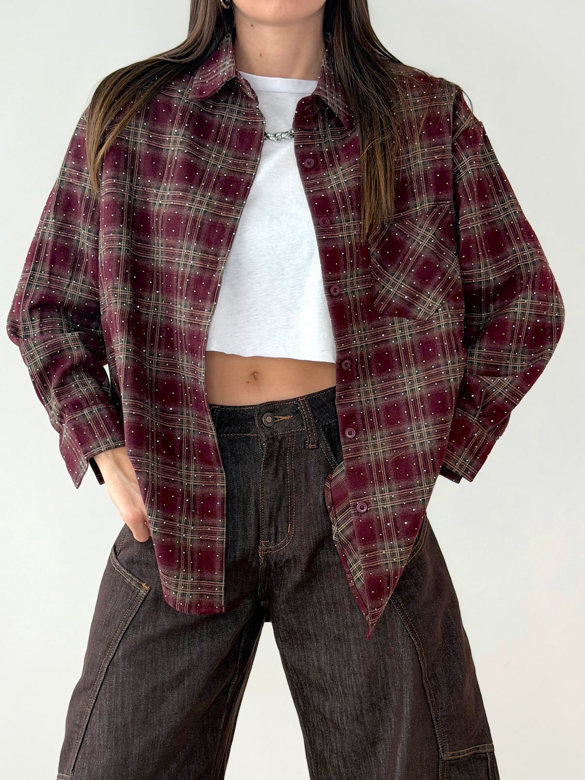 CAMICIA IN FLANELLA CON STRASS