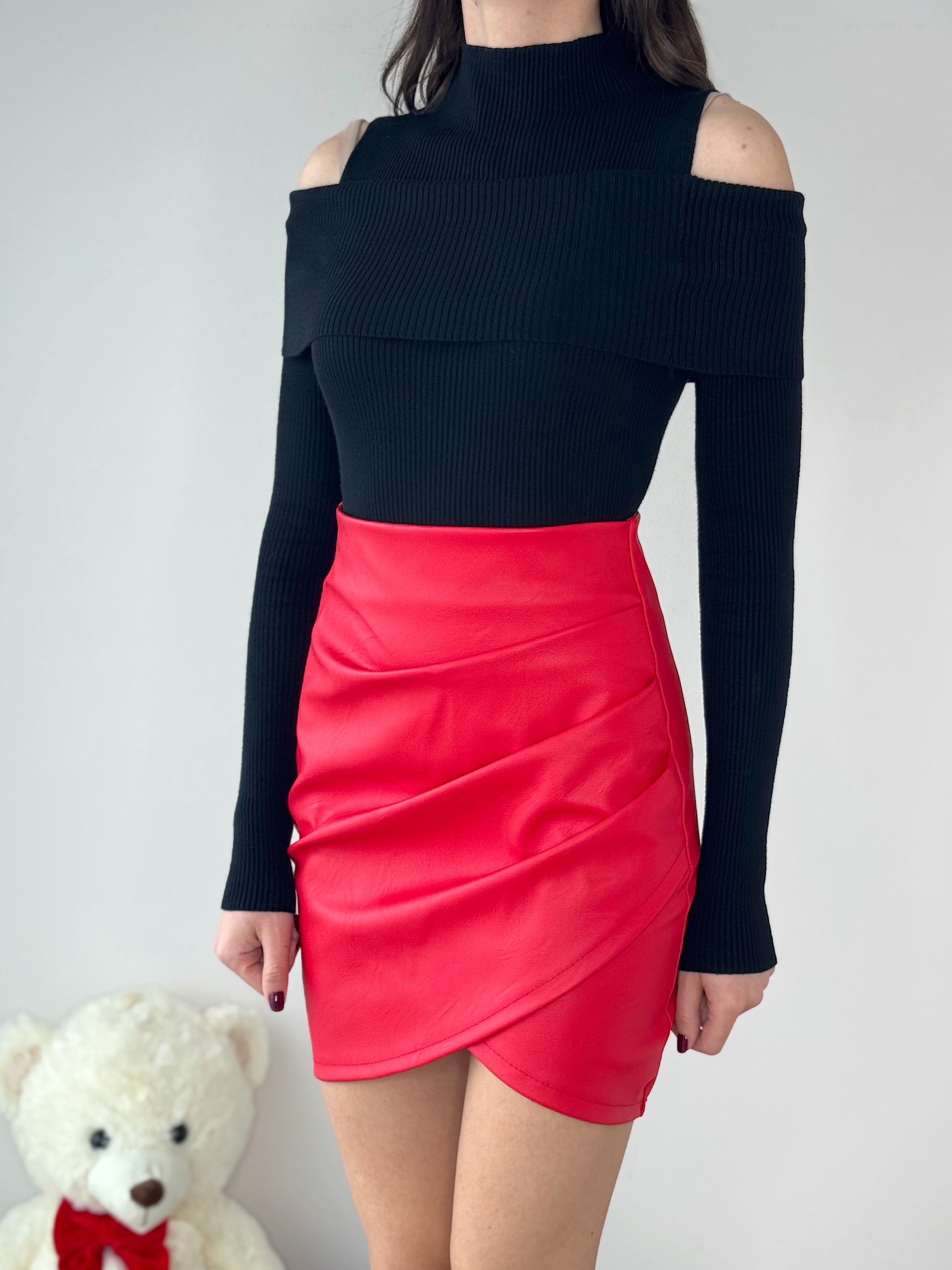 GONNA DRAPPEGGIATA IN ECOPELLE