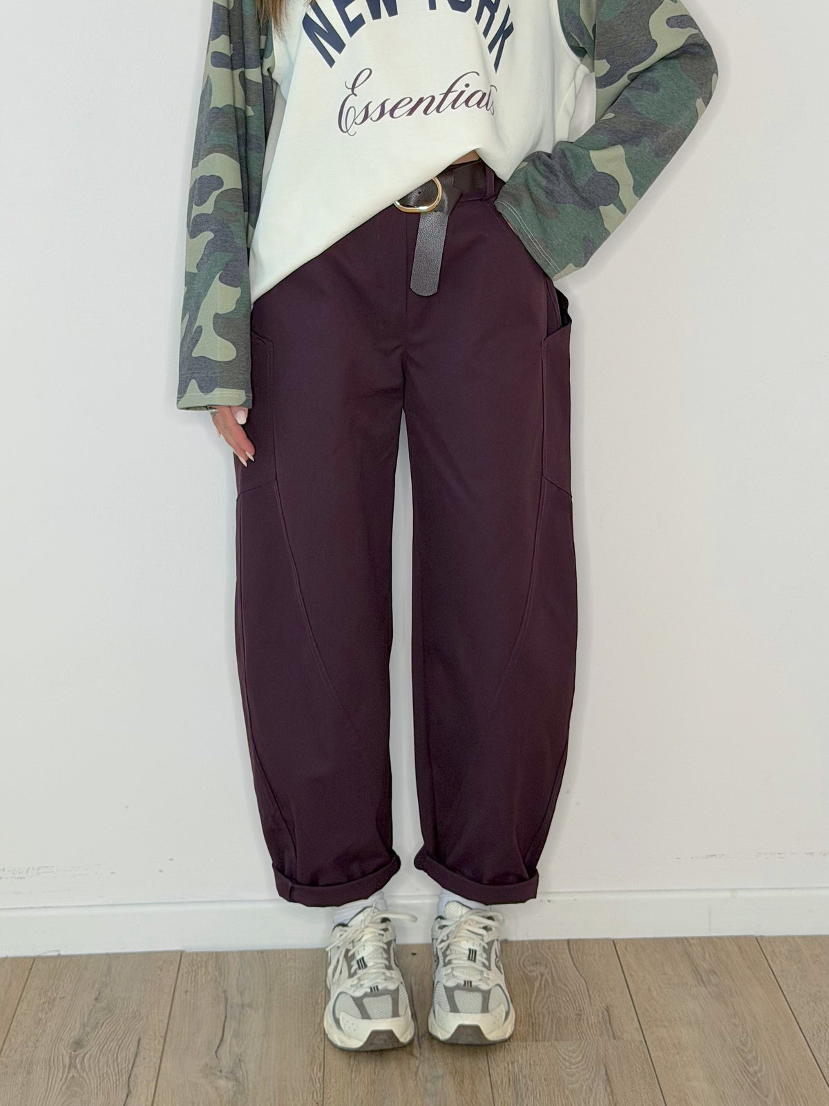 Pantalone balloon cargo vinaccia