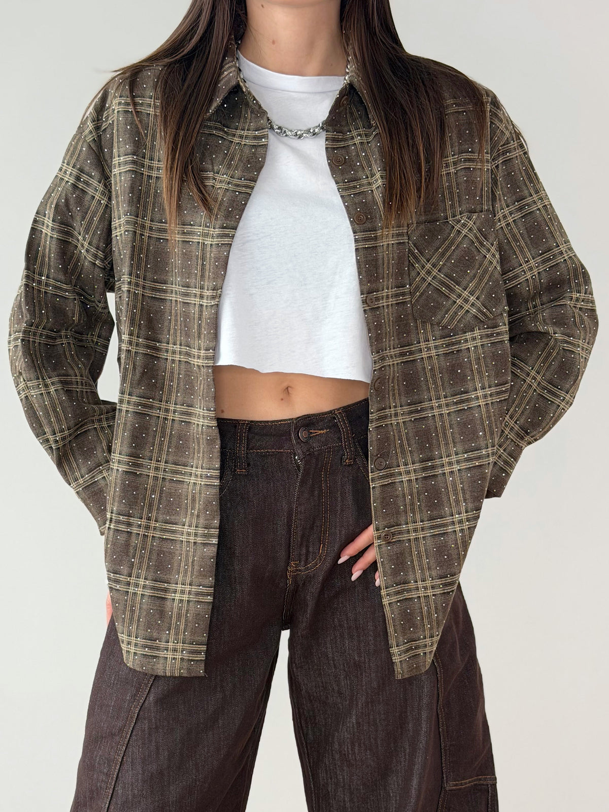 CAMICIA IN FLANELLA CON STRASS