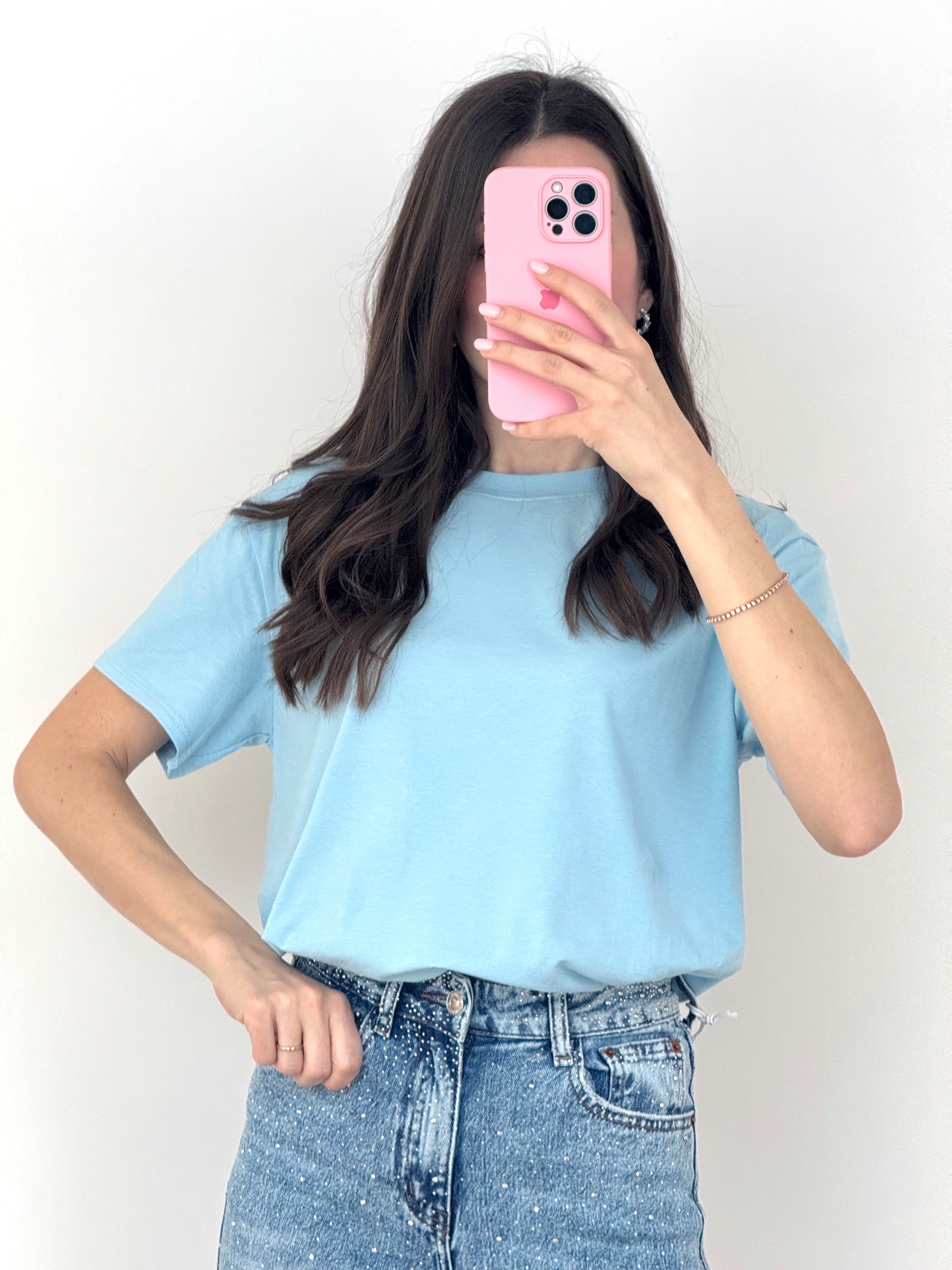 Tshirt over azzurra cotone