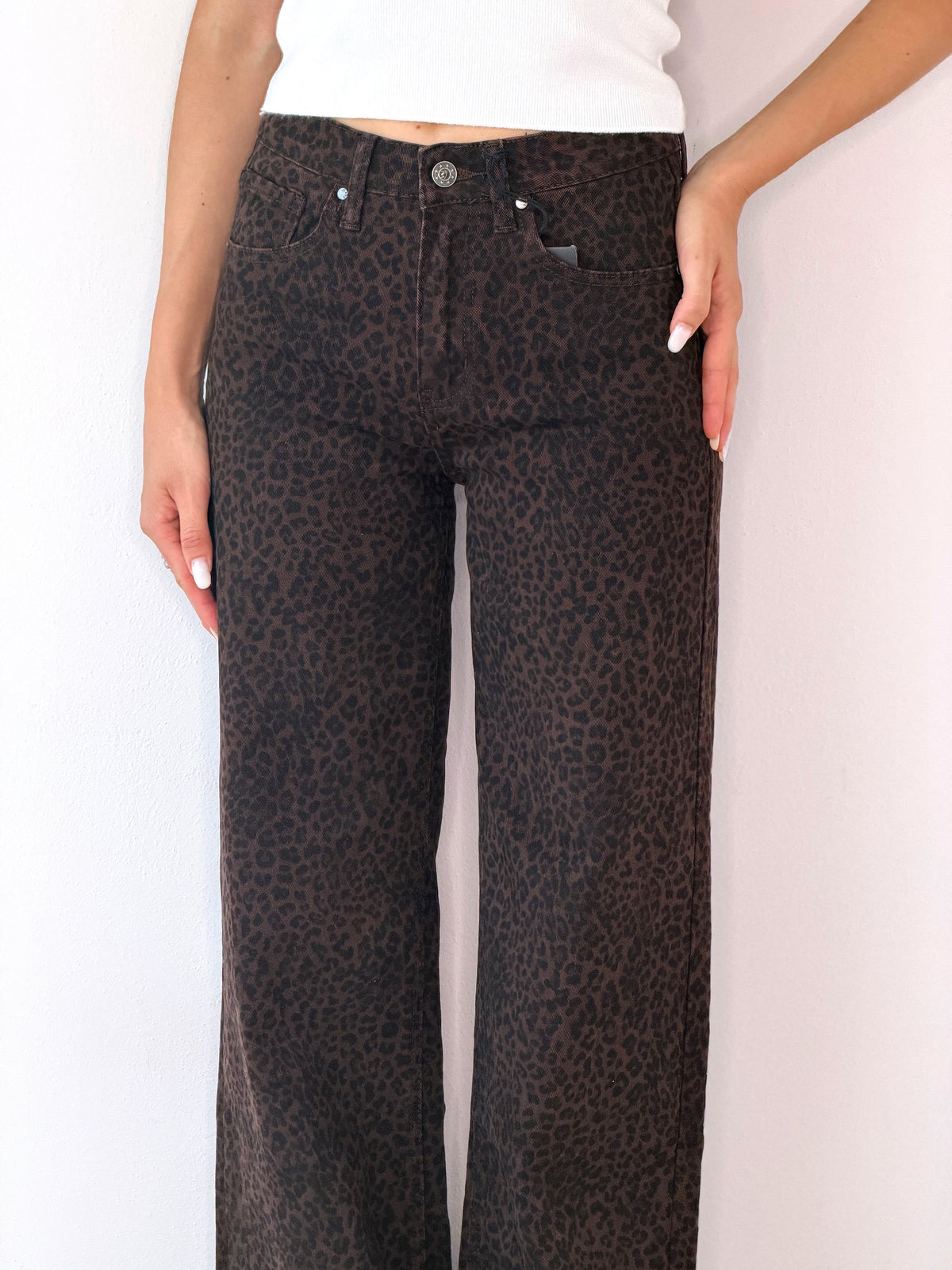 DENIM STRAIGHT ANIMALIER CHOCHOLATE
