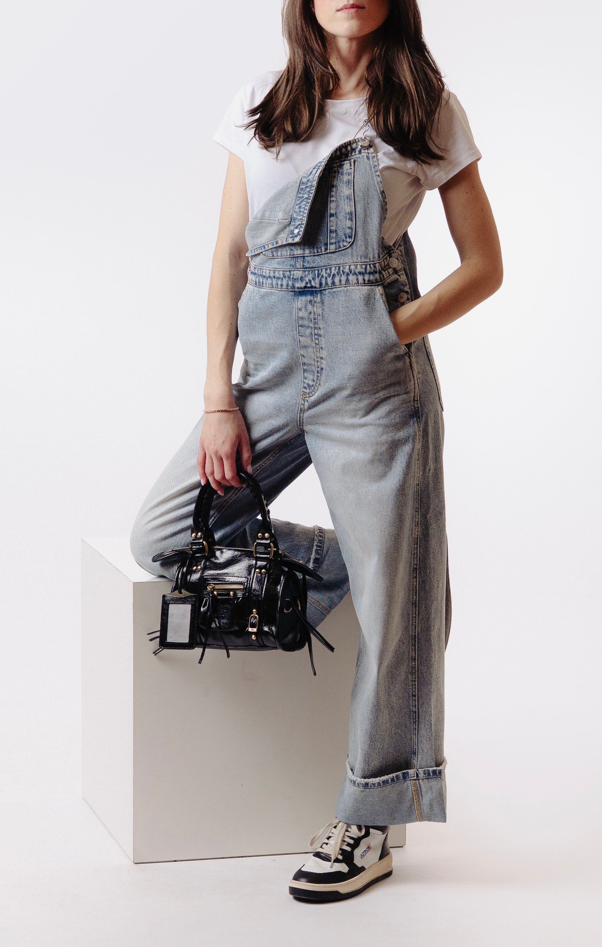 Salopette Denim con risvolto