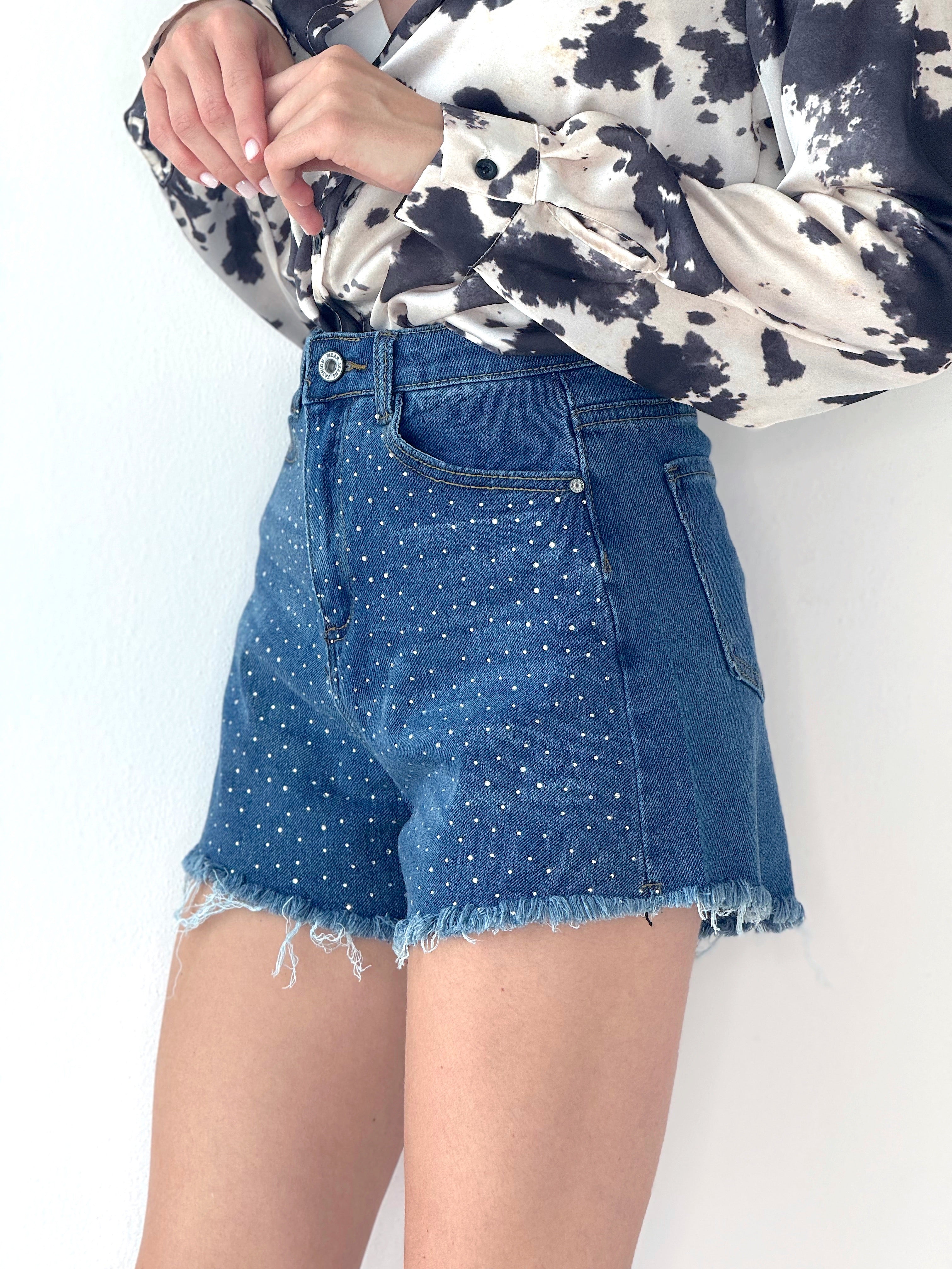 SHORTS BLU CON STRASS