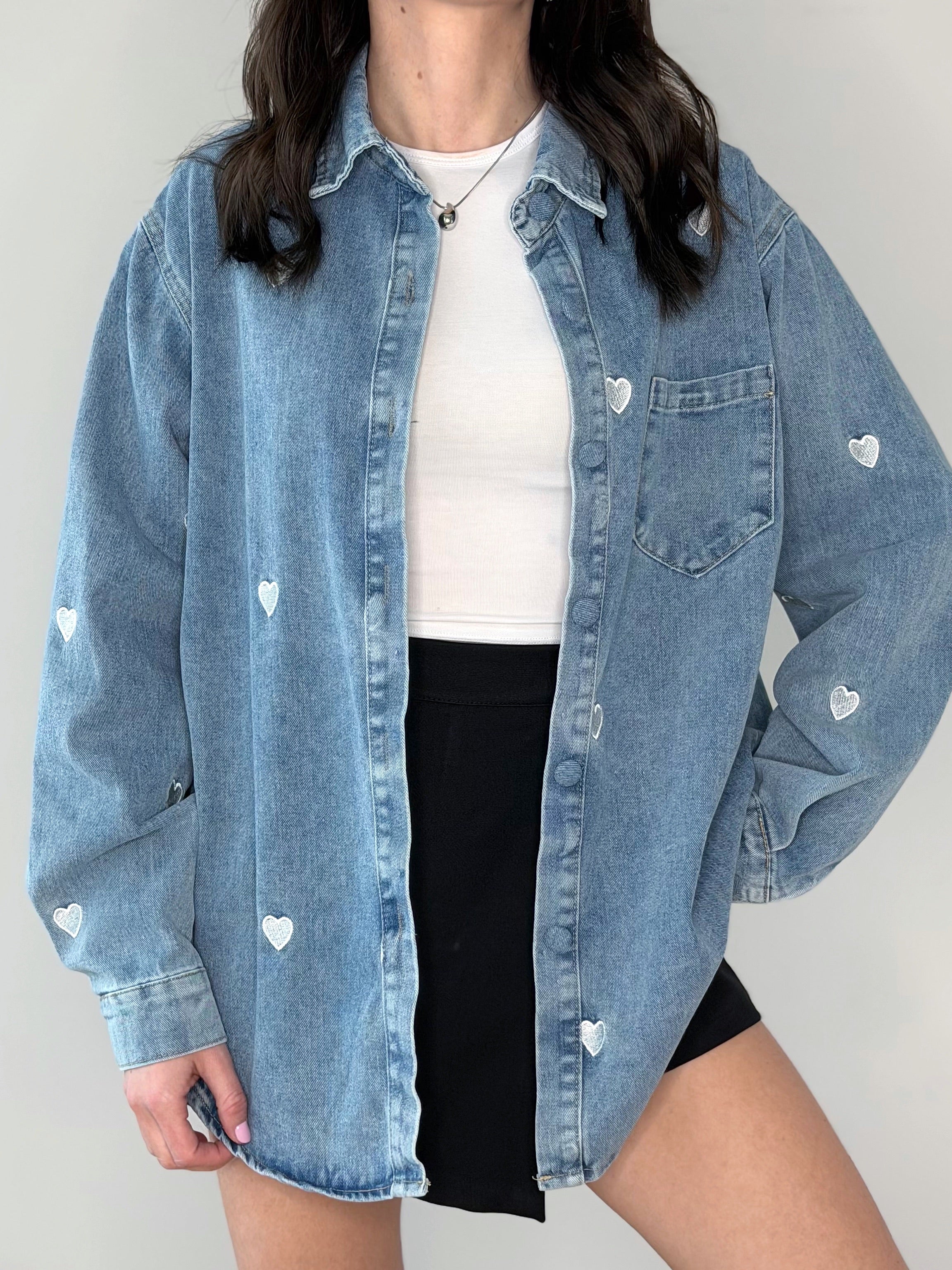 CAMICIONA DENIM CUORICINI