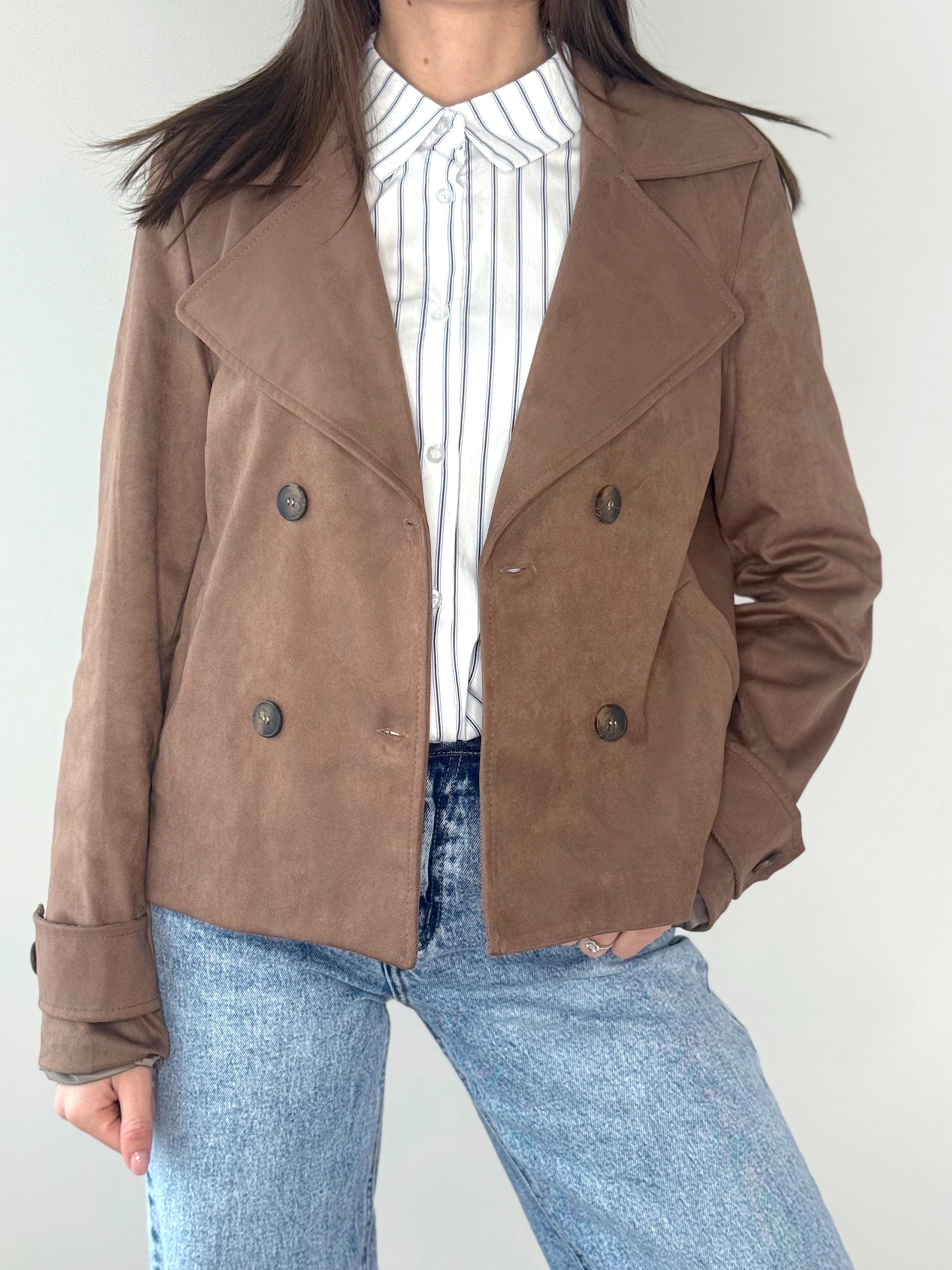 TRENCH CORTO ECO CAMOSCIO