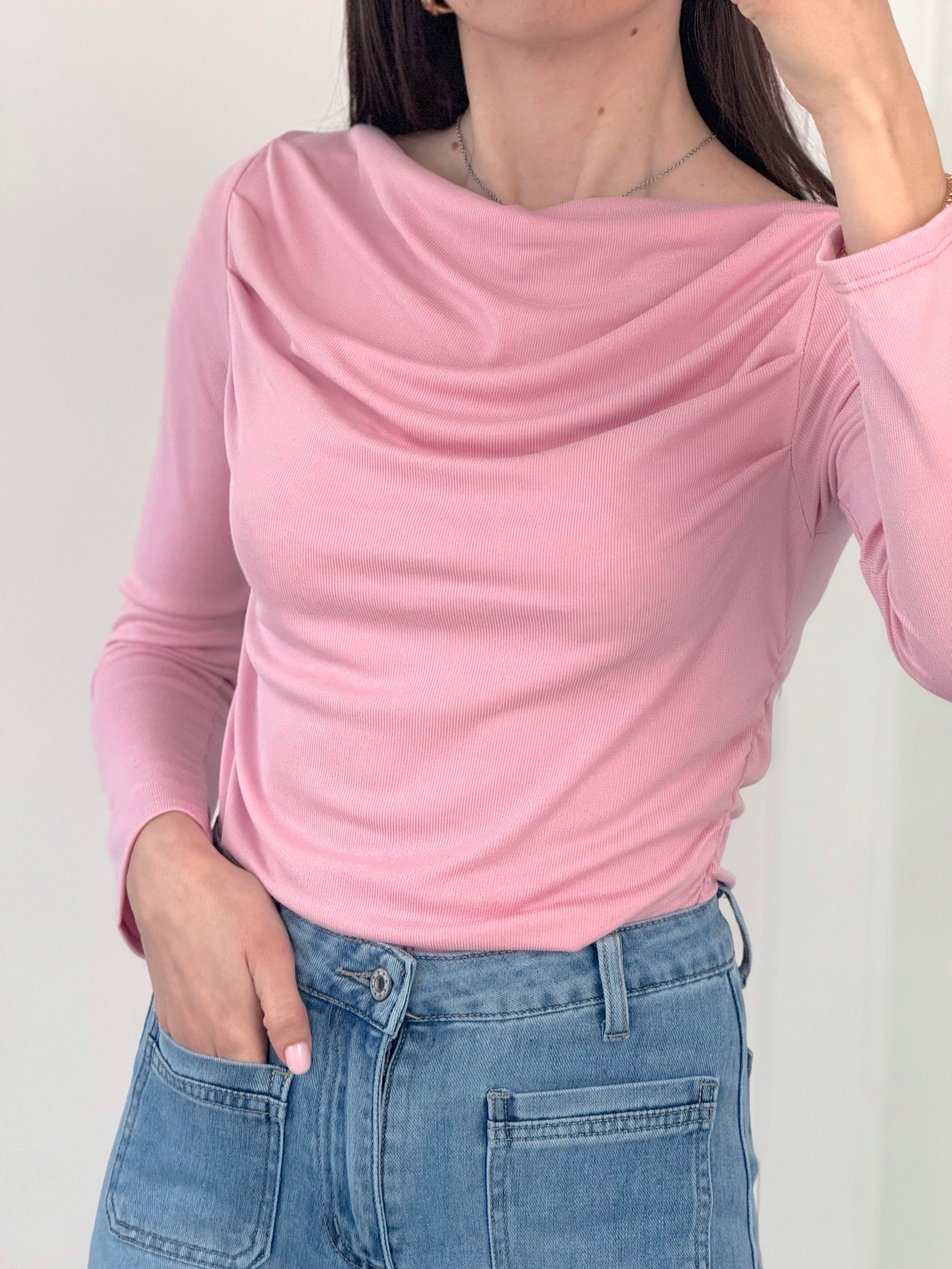 Maglioncino Sissi drappeggiato rosa