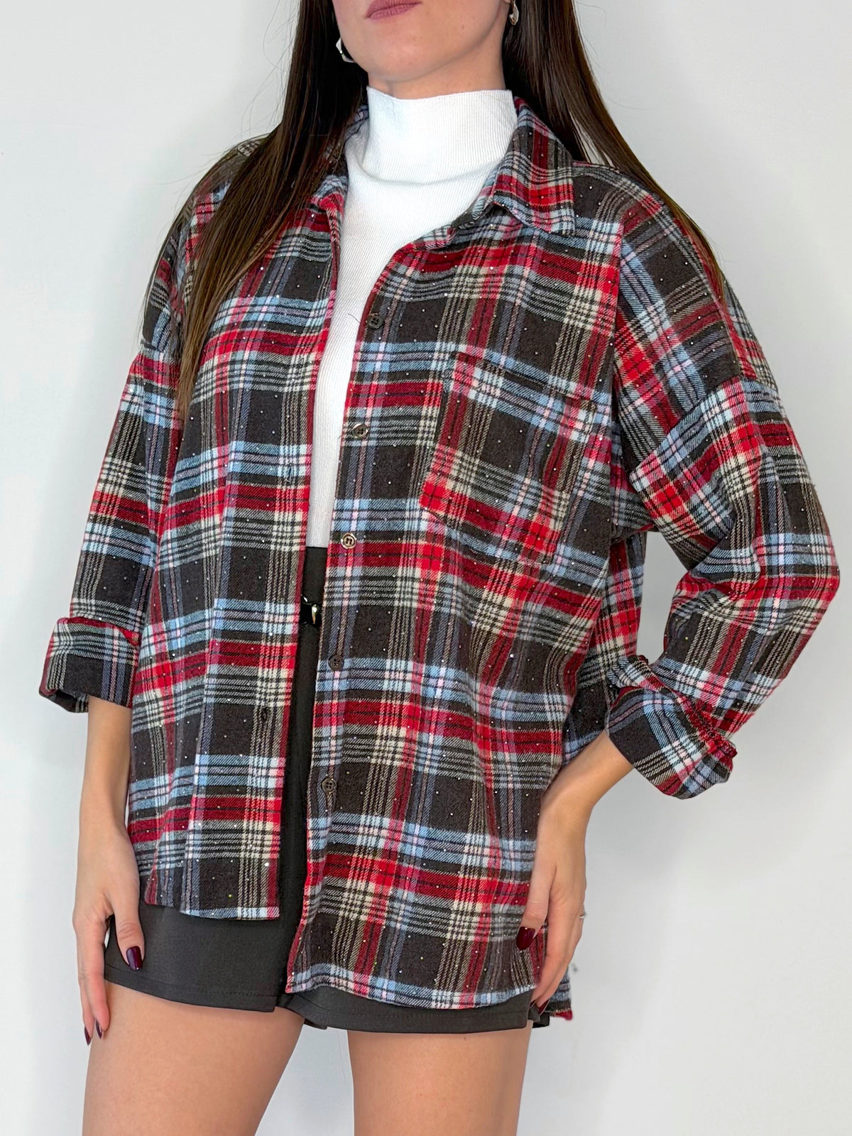 CAMICIA WOOD FLANELLA CON STRASS