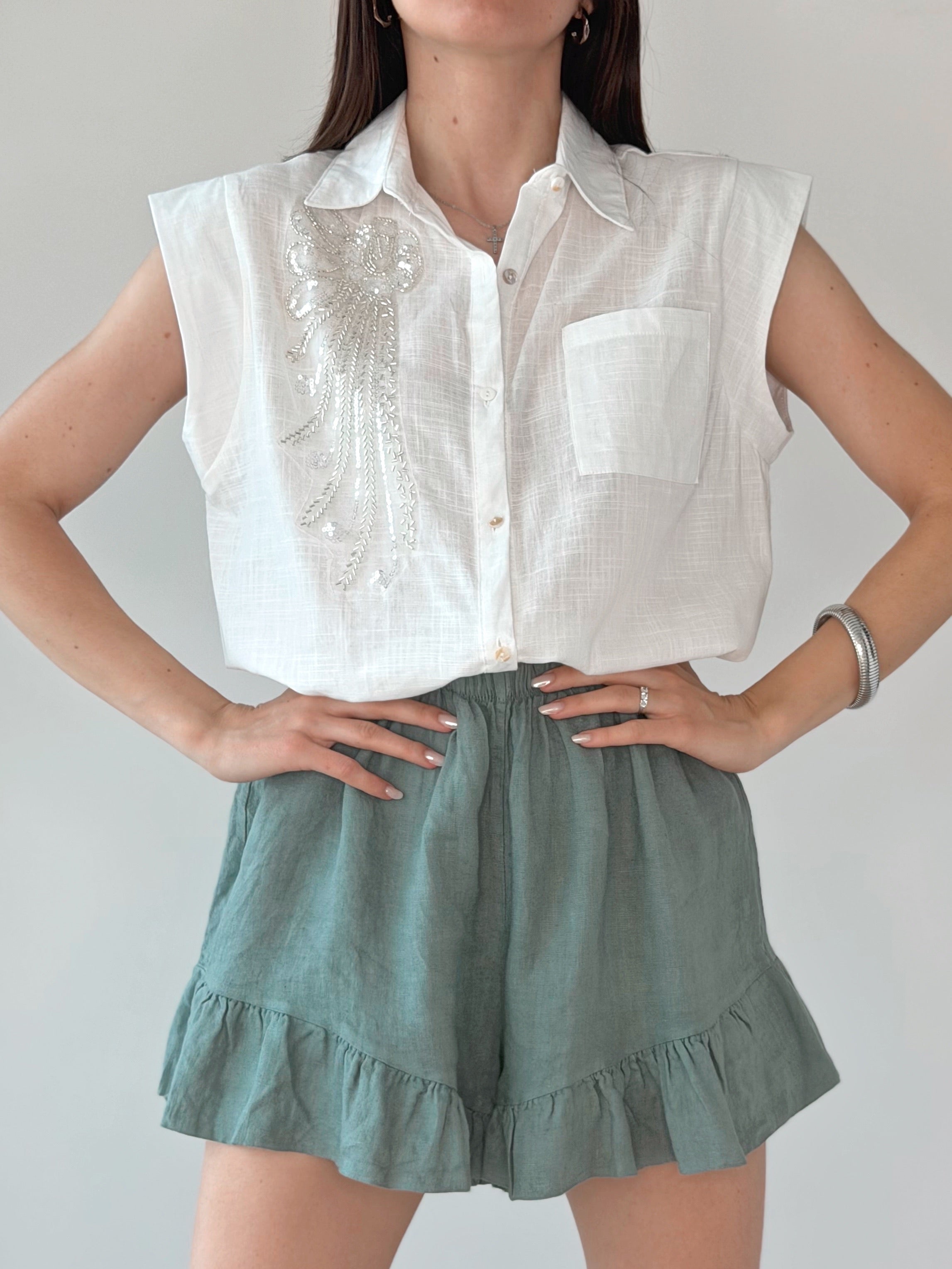 CAMICIA CON PERLINE & MICRO PAILETTES