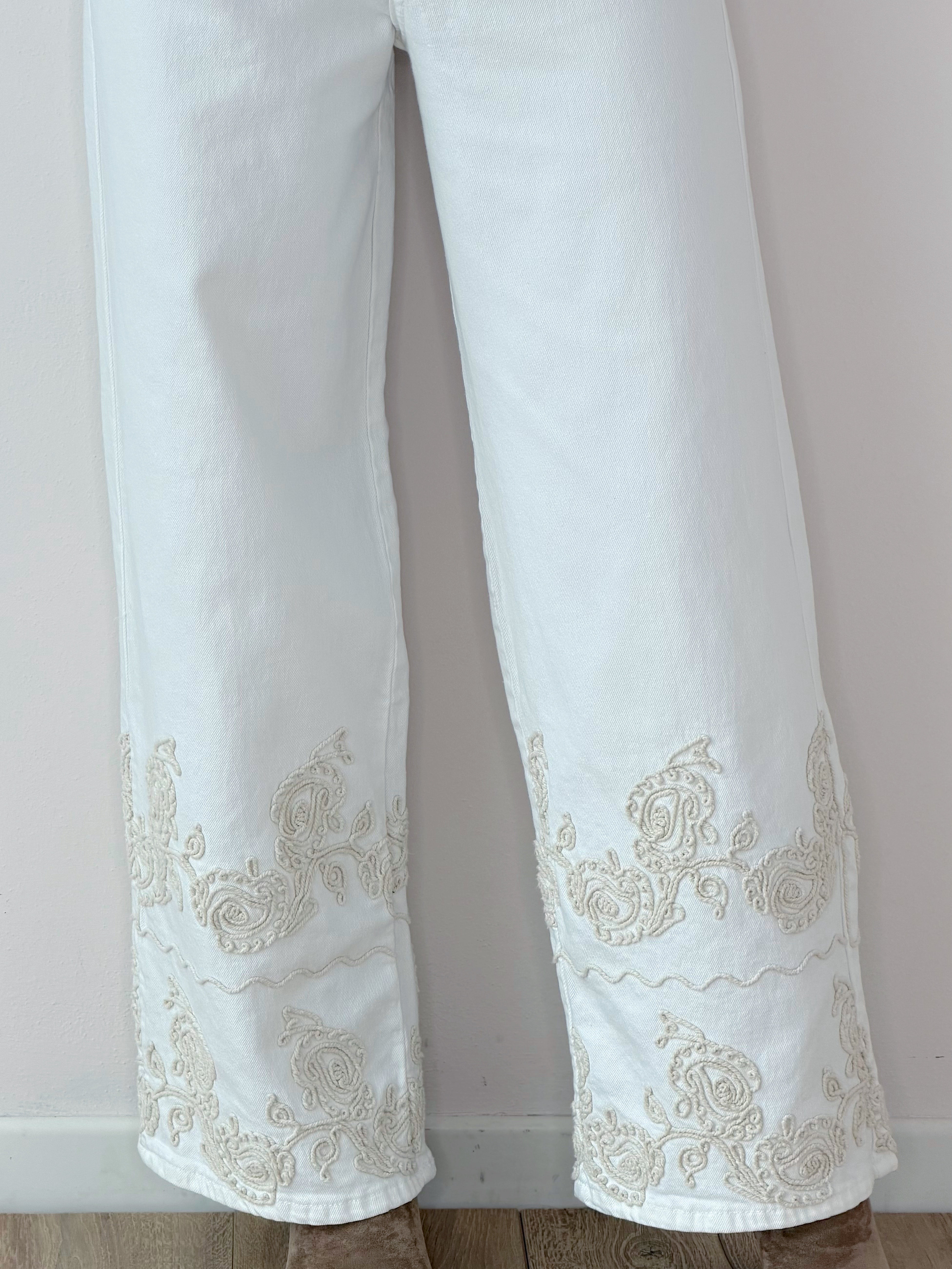 DENIM WIDE LEG RICAMATO