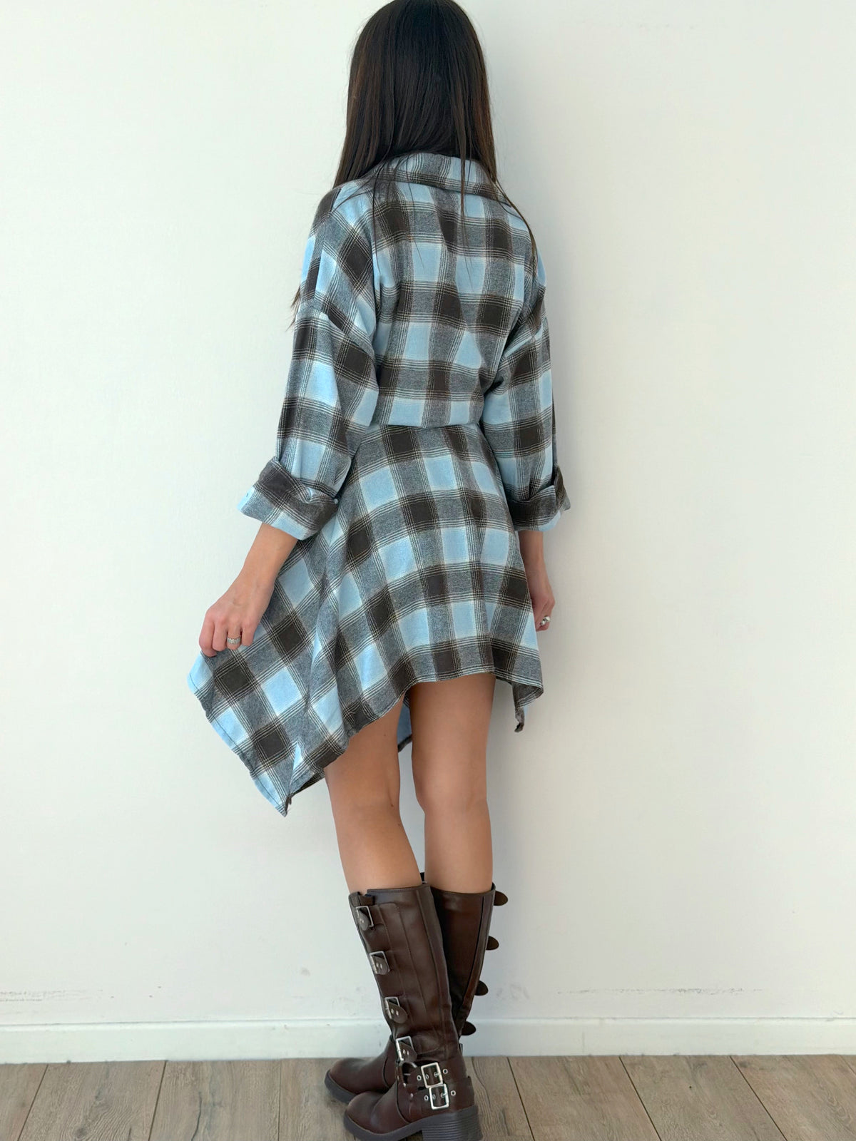 VESTITO CAMICIA IN FLANELLA CON NODO