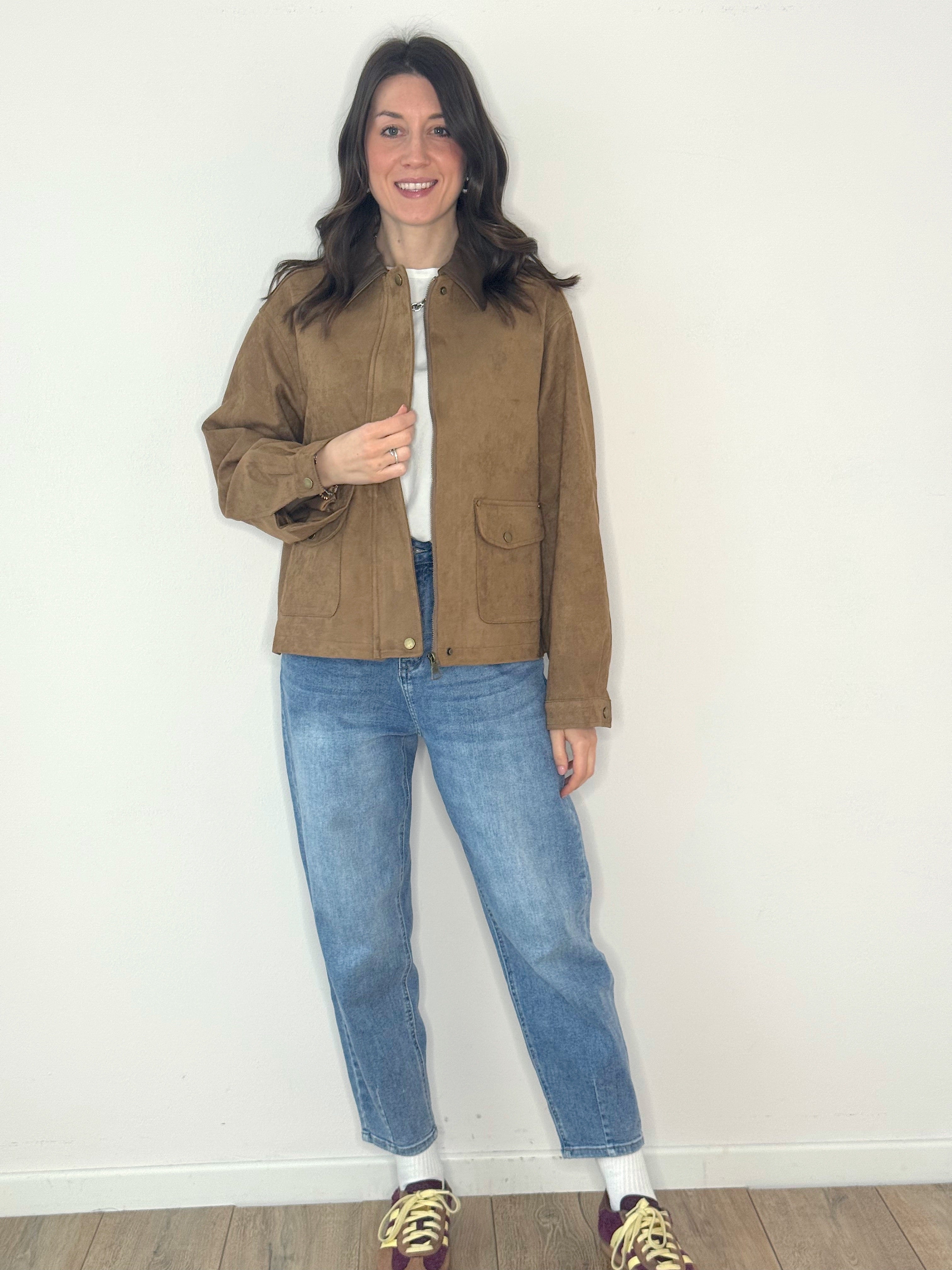 GIACCONE ECO CAMOSCIO CON COLLETTO IN ECOPELLE