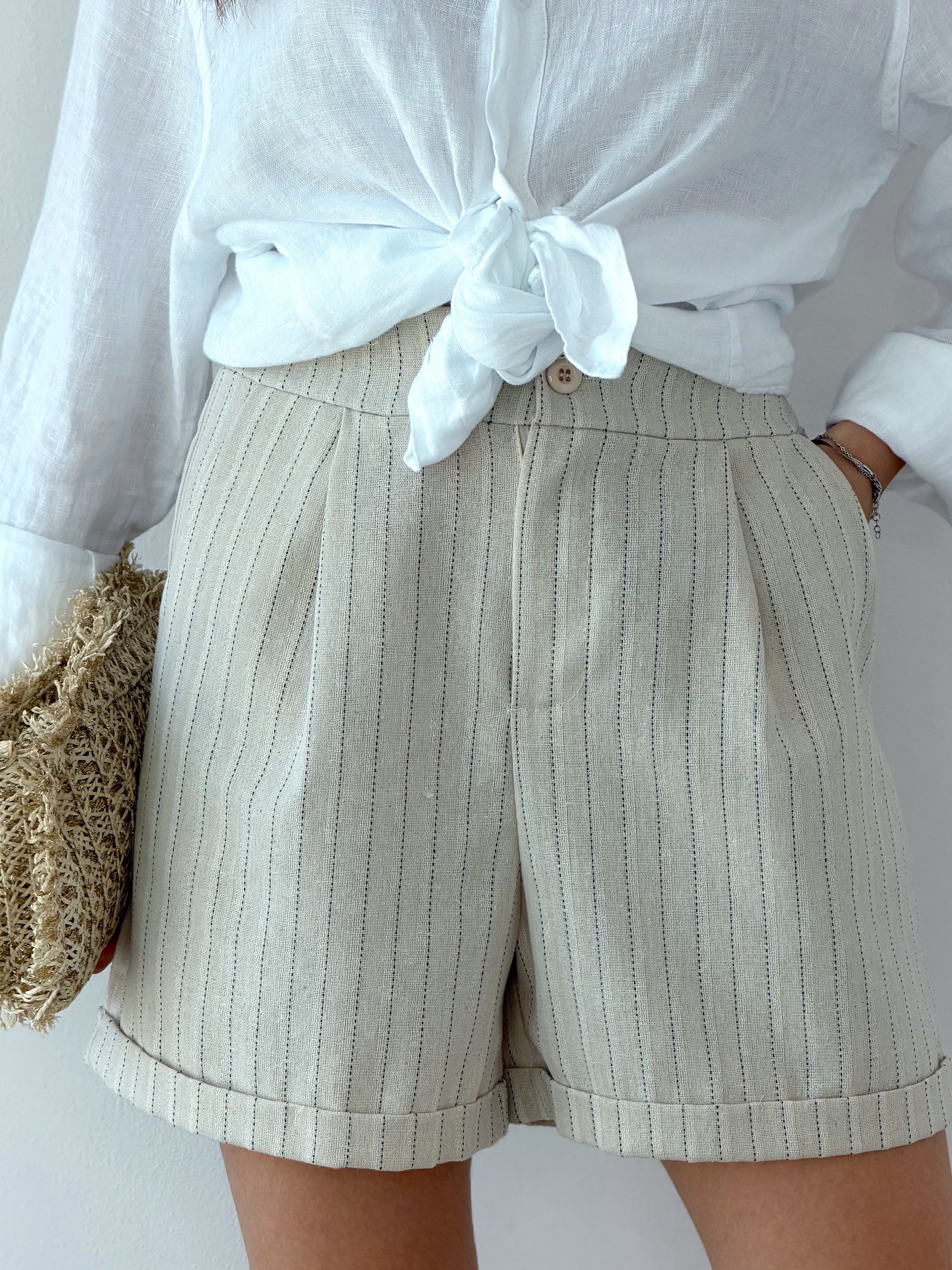 PANTALONCINO BEIGE GESSATO