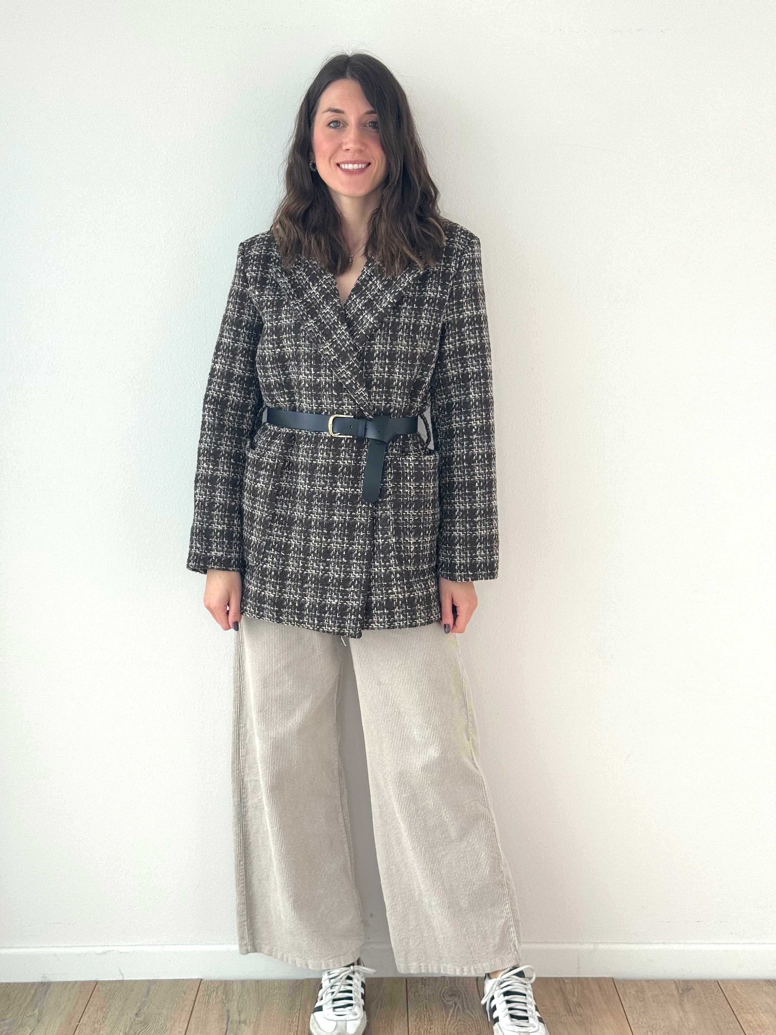 GIACCA TWEED CON CINTURA