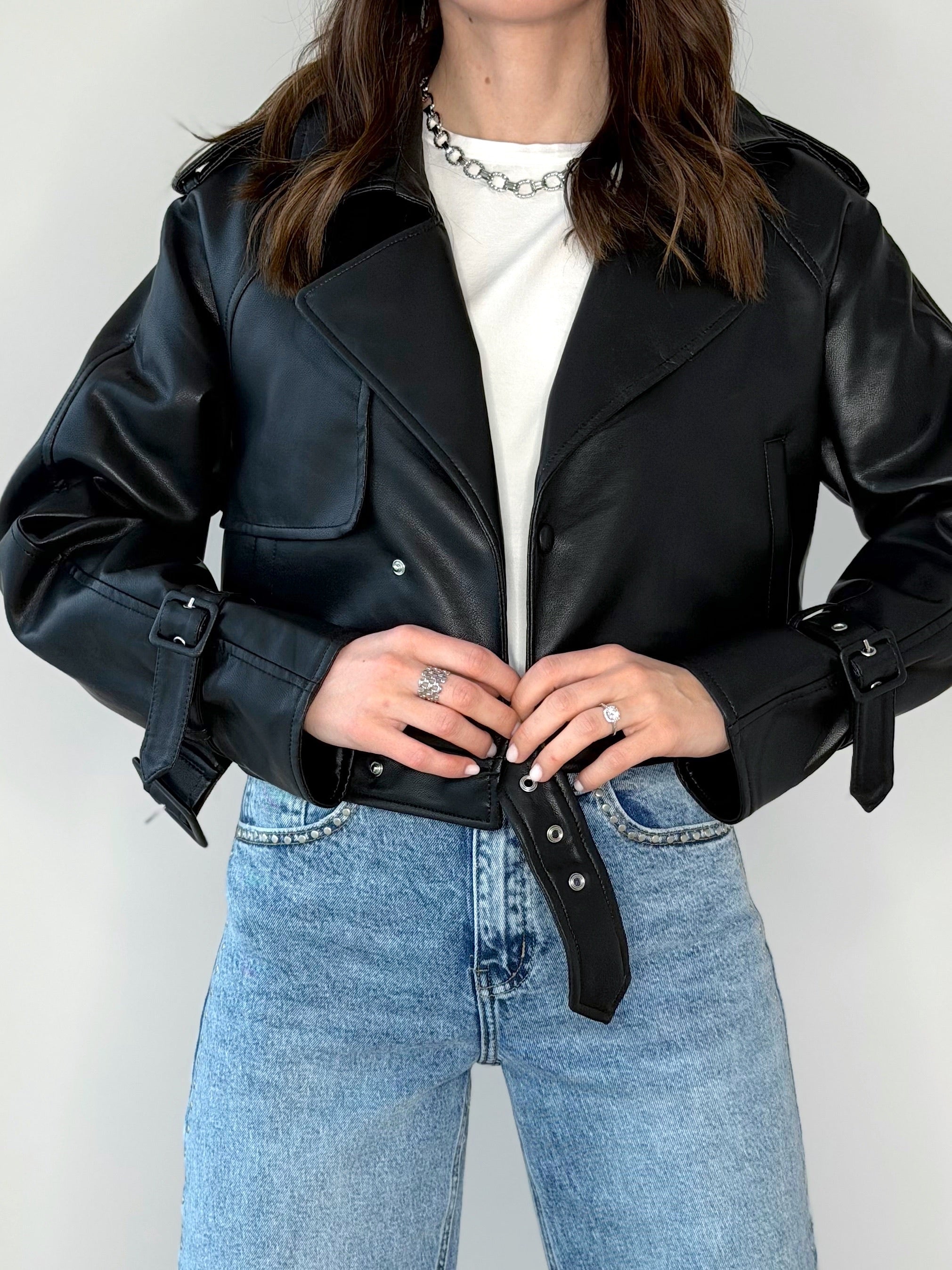 GIUBBOTTO ECOPELLE BIKER ( PREMIUM QUALITY )