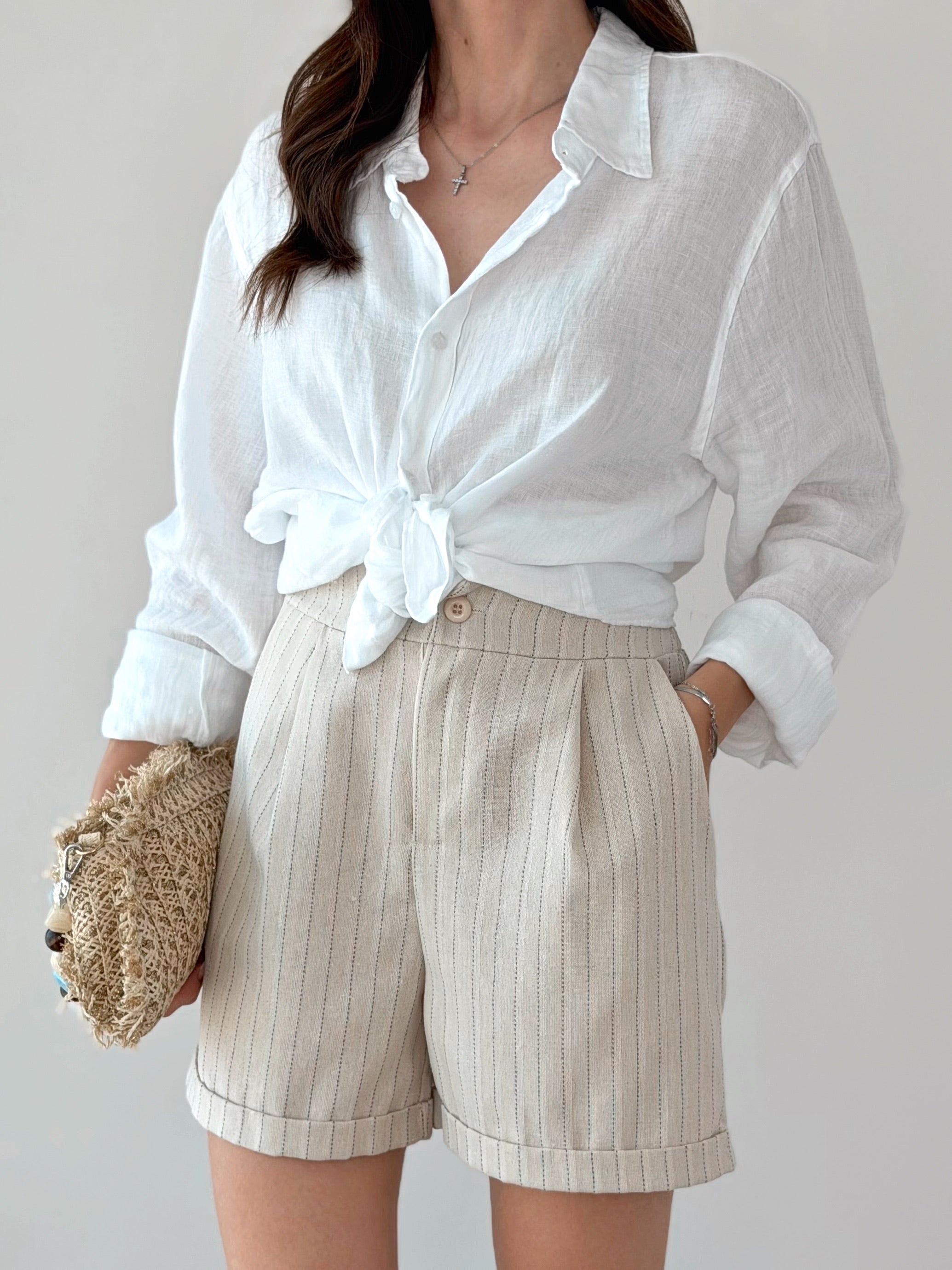 PANTALONCINO BEIGE GESSATO