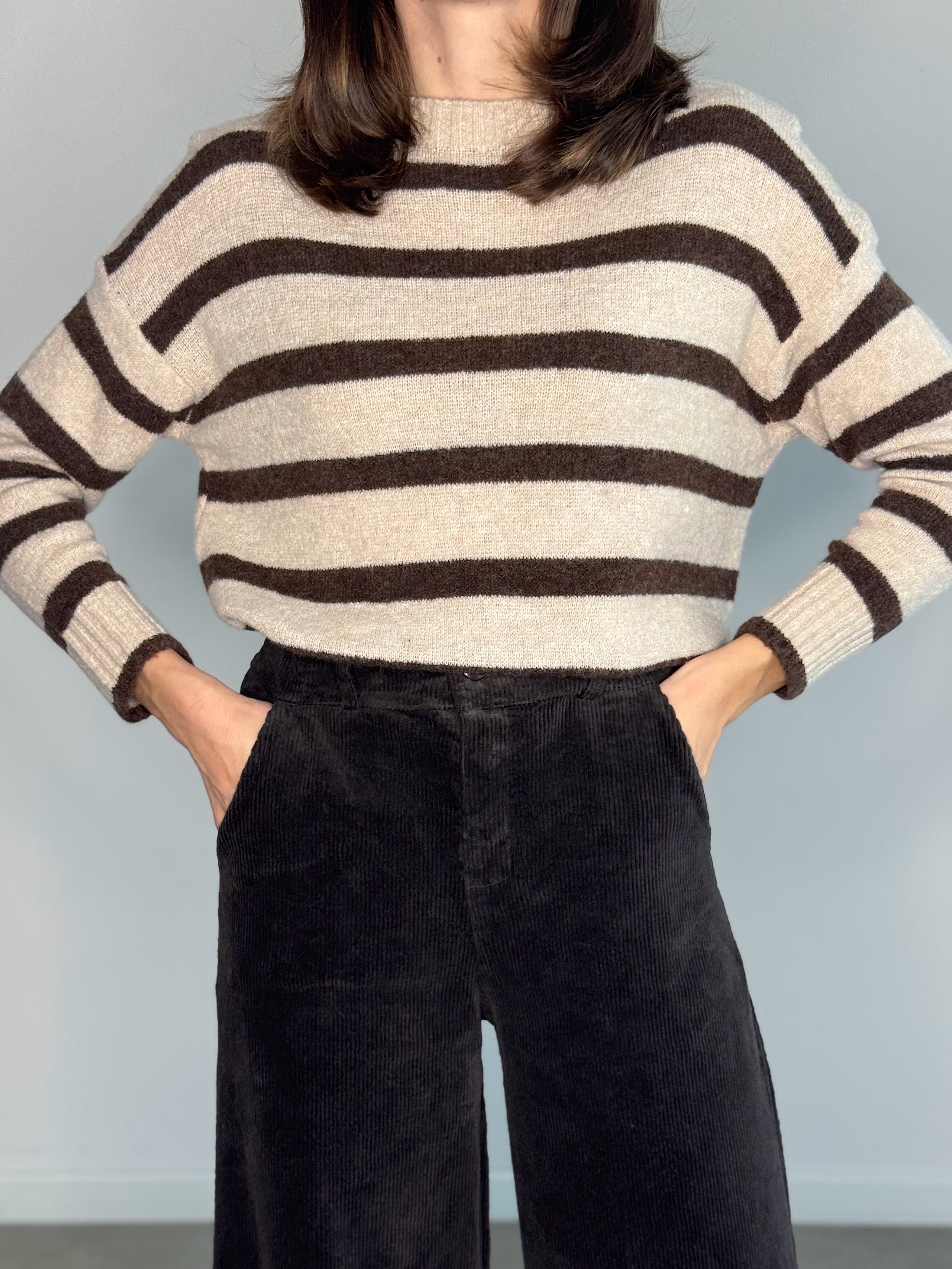 MAGLIONE RIGHE CON 12% LANA