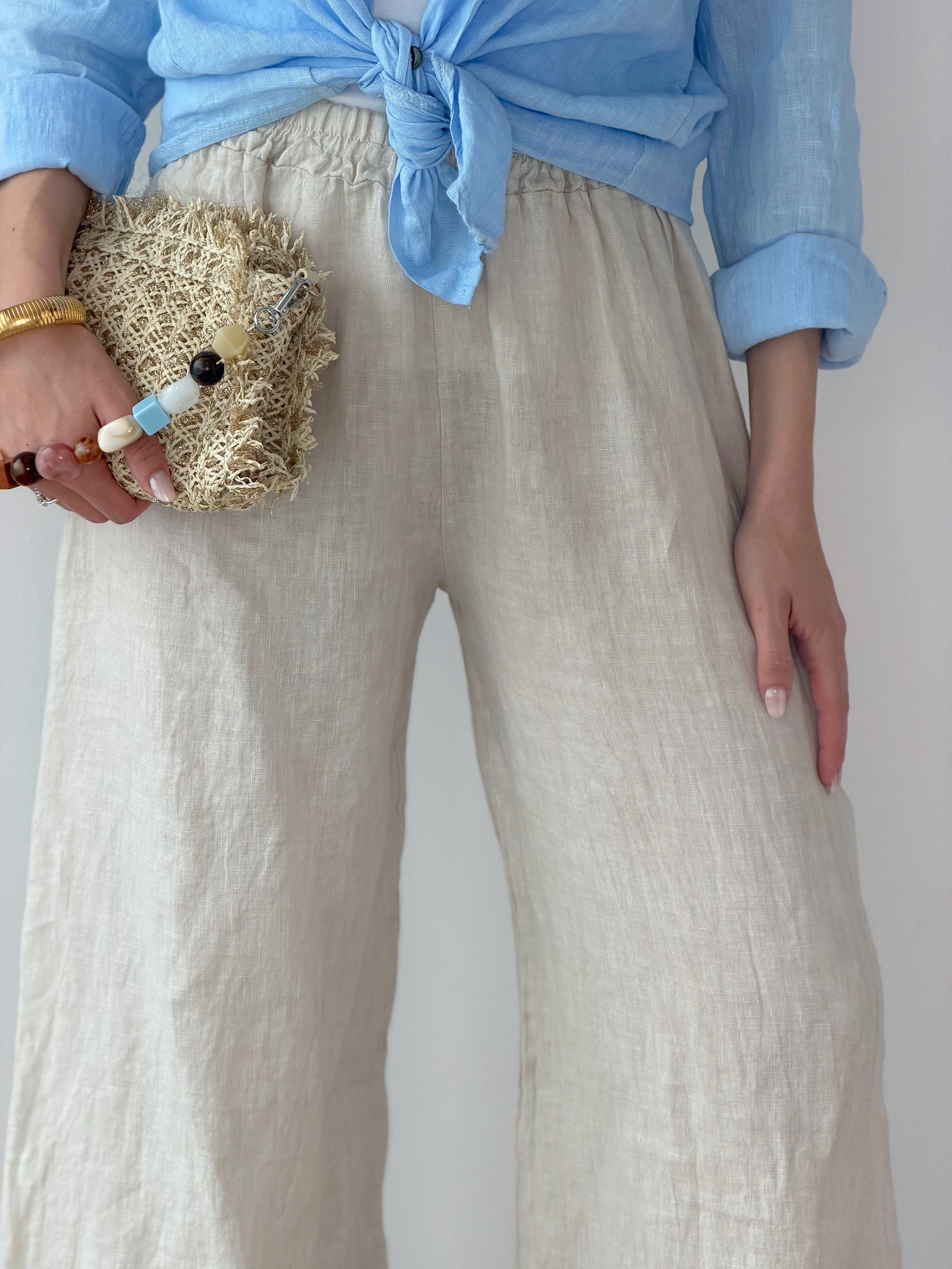 PANTALONE PALAZZO 100% LINO