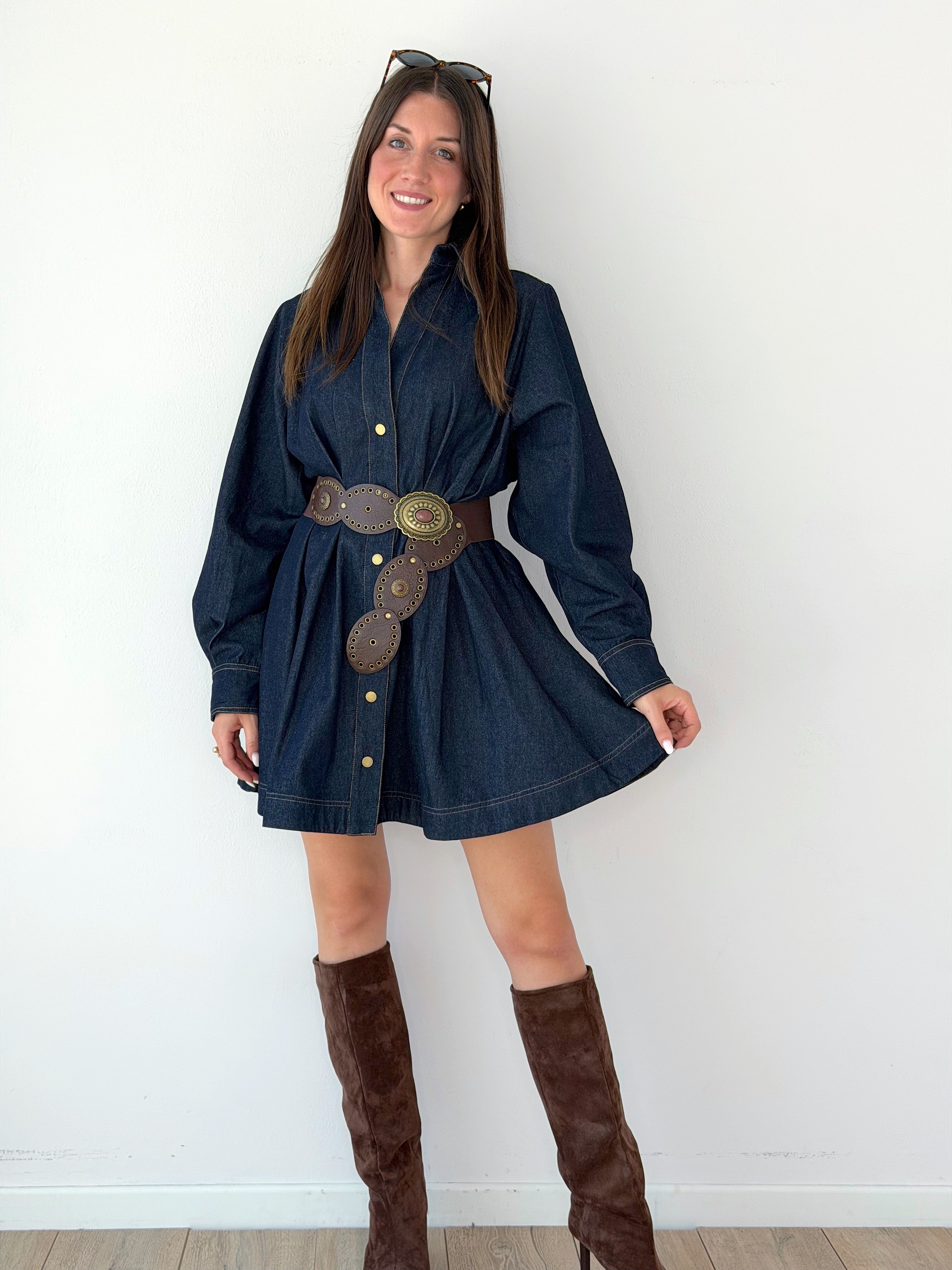 VESTITO BLU DENIM CON PENCE ( PREMIUM QUALITY)