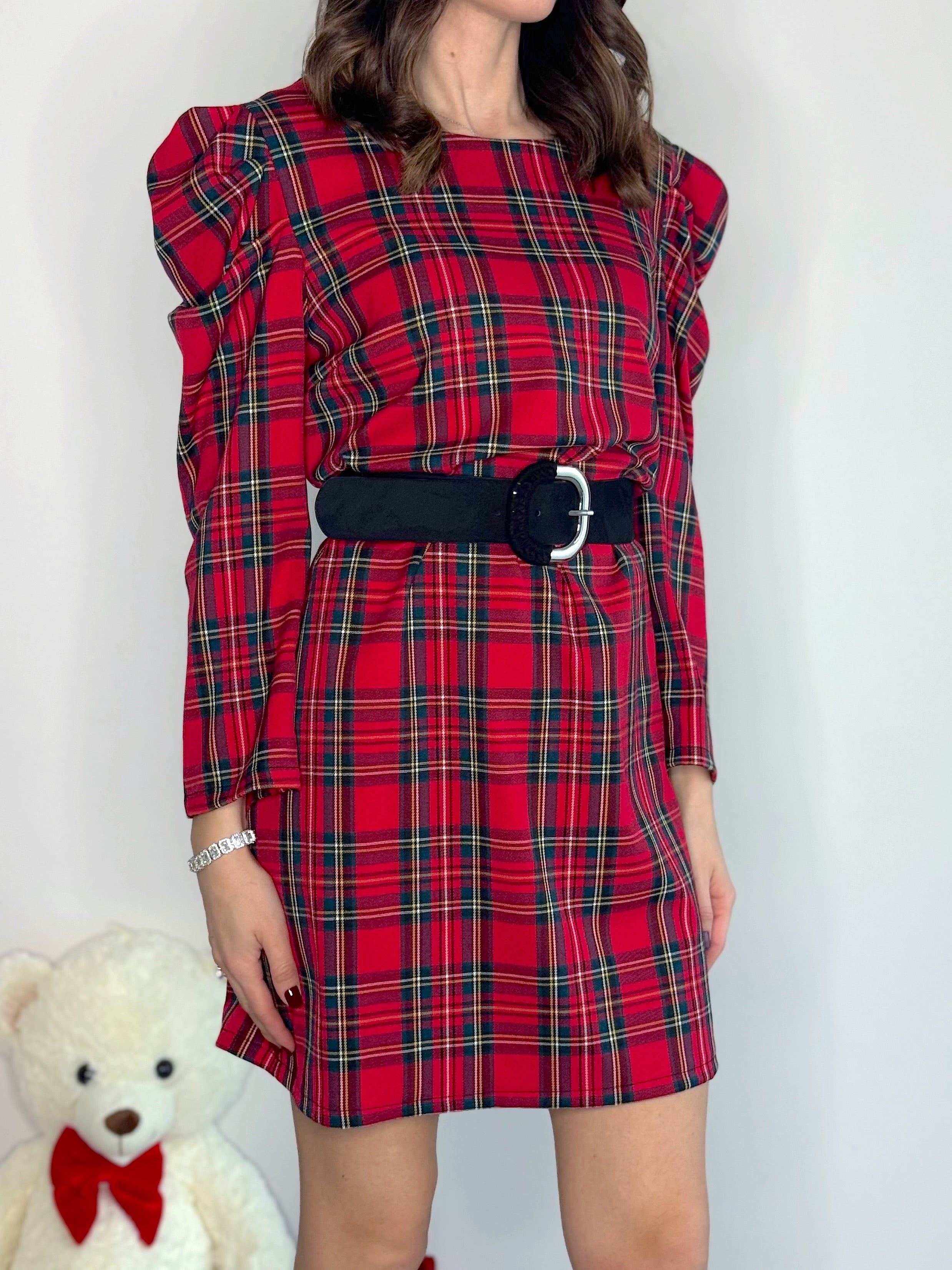 VESTITINO TARTAN MANICHE A SBUFFO