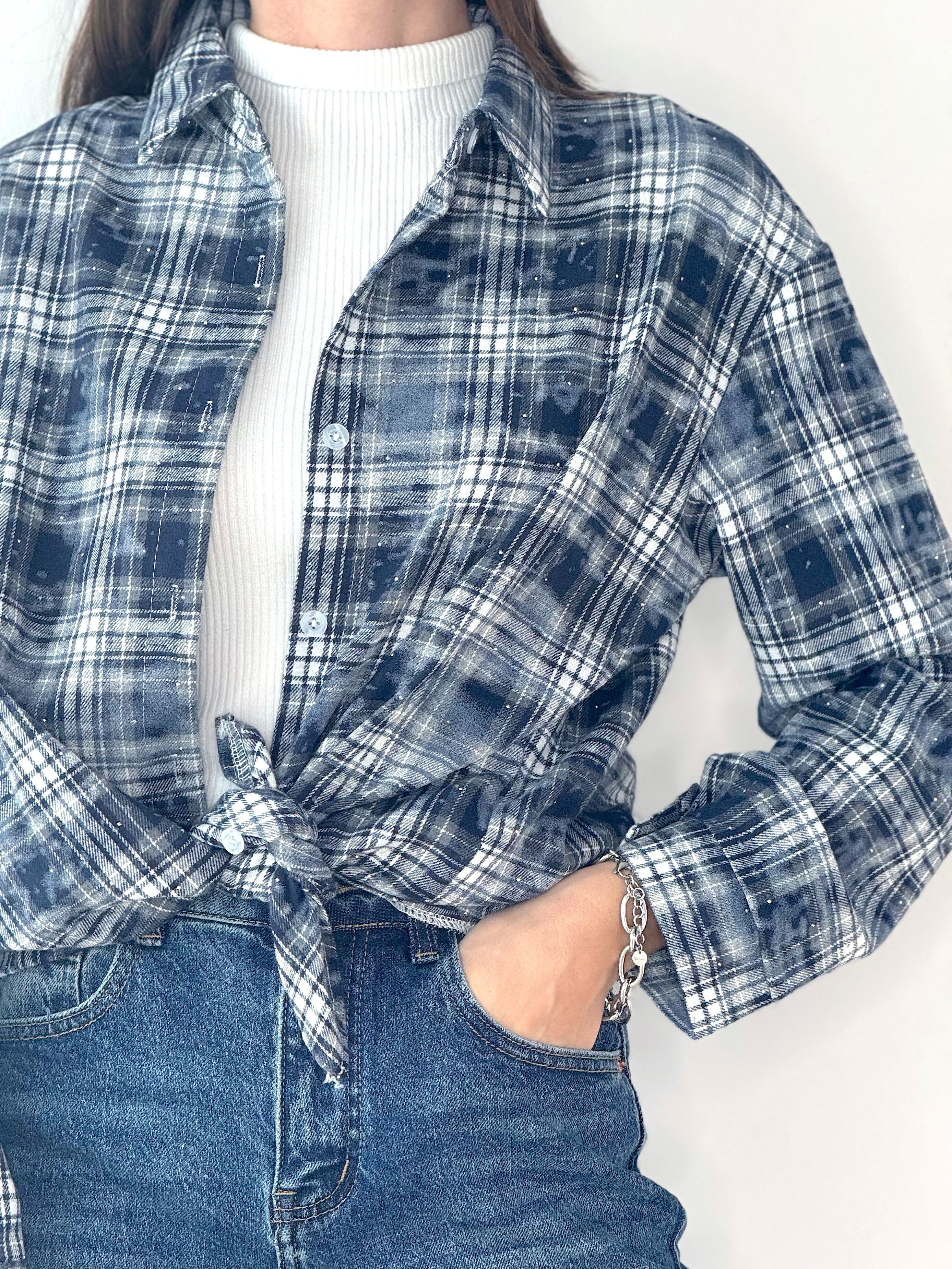 CAMICIA QUADRI CON STRASS