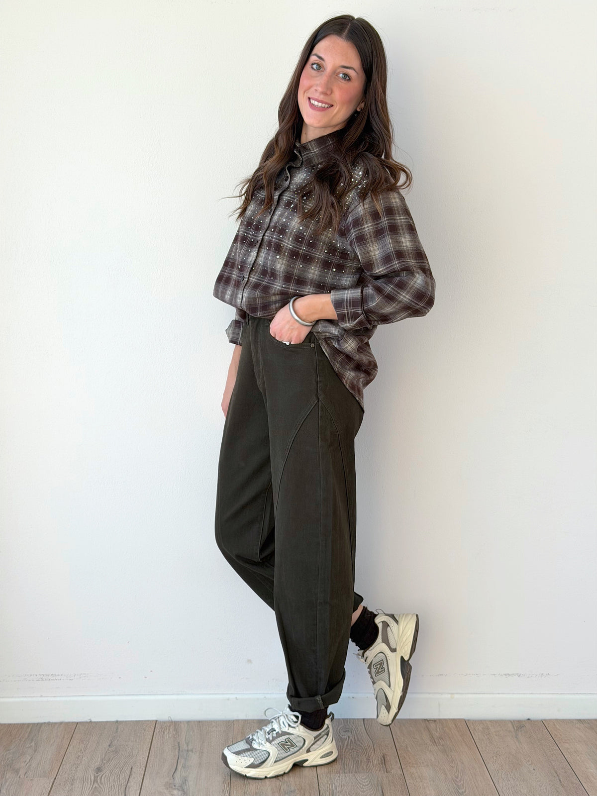 CAMICIA FLANELLA CON BRILLANTINI