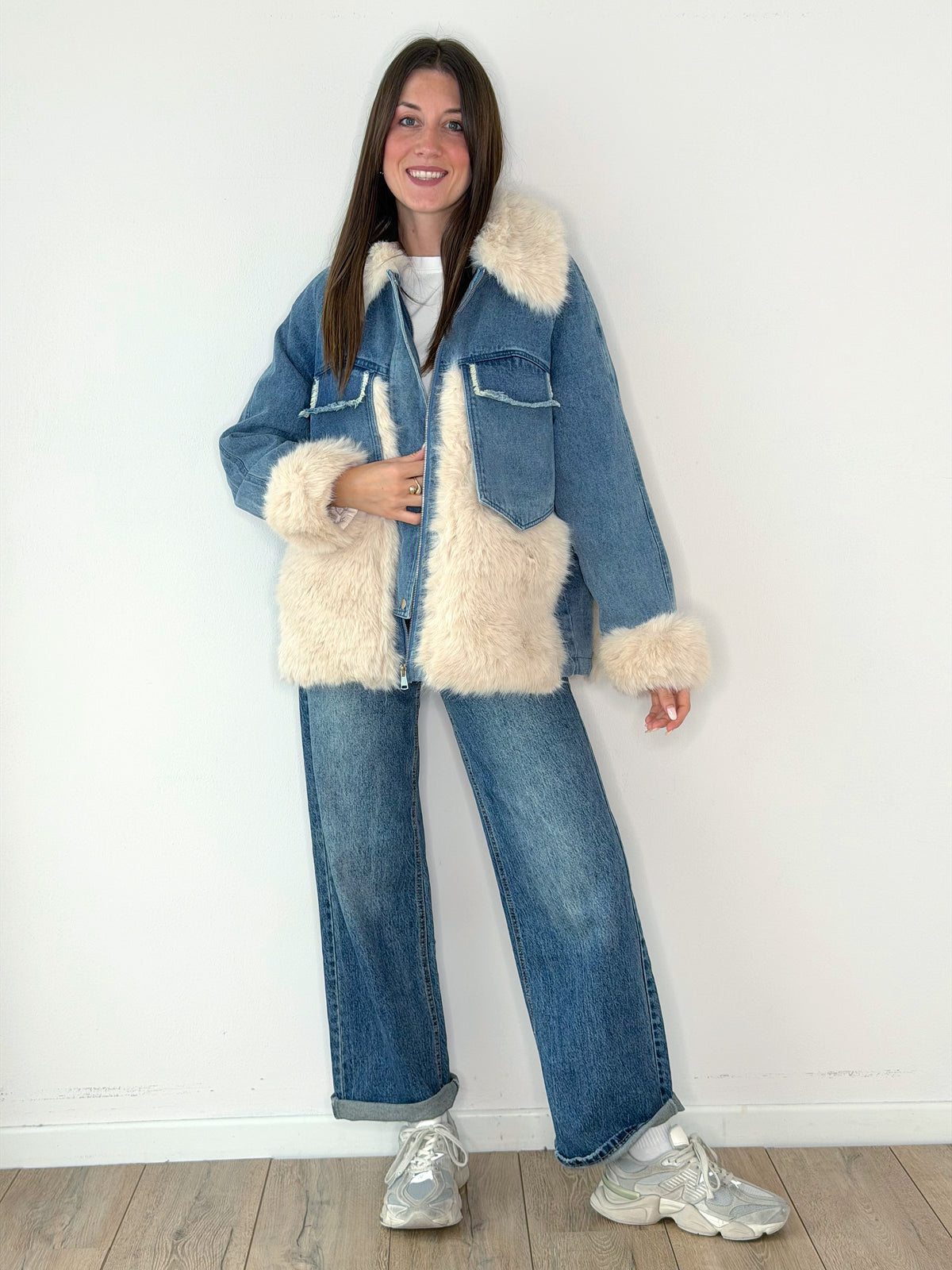 GIACCONE IN DENIM CON ECO PELLICCIA ( PREMIUM )
