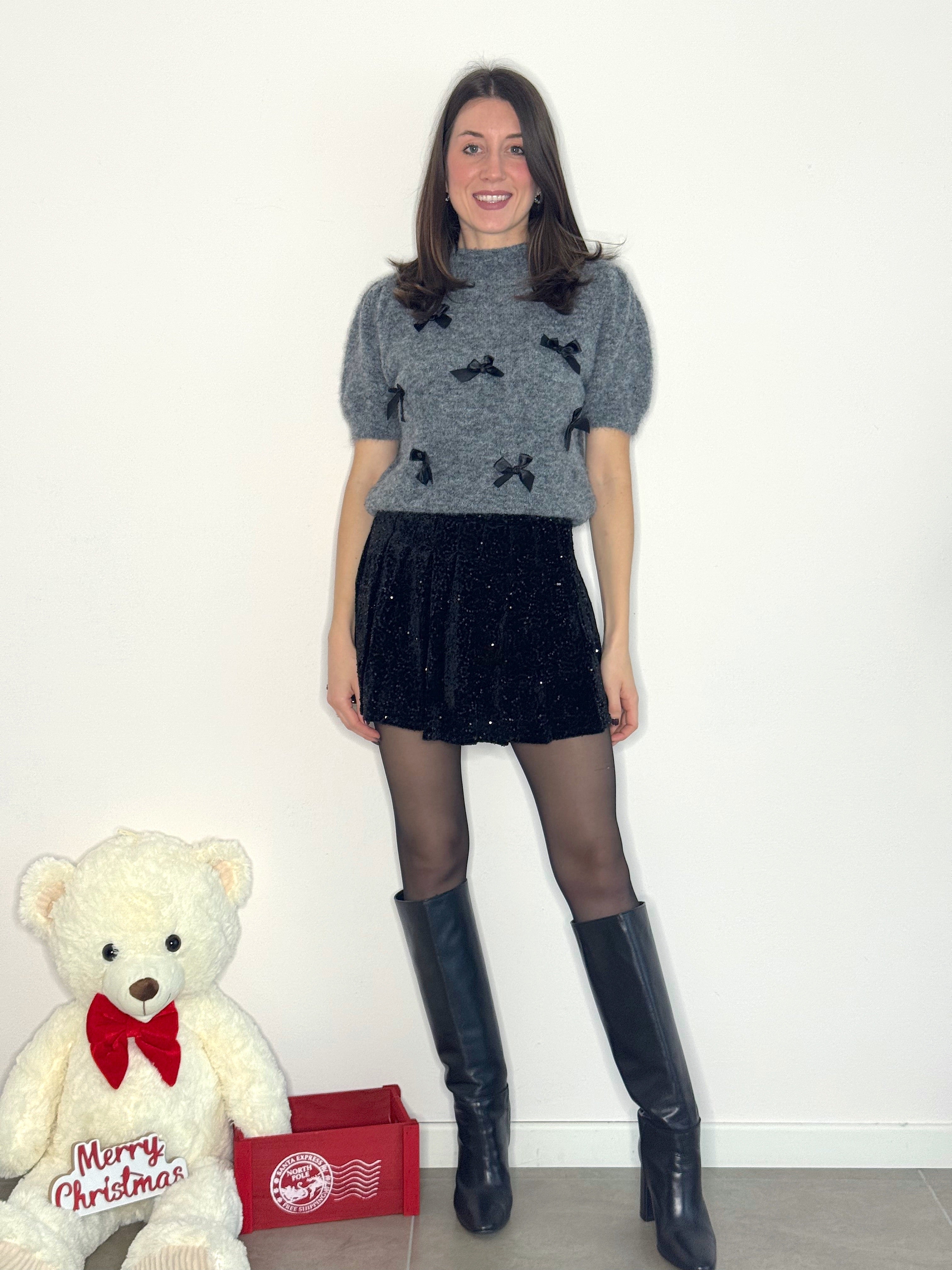 GONNA PANTALONCINO IN CINIGLIA CON PAILETTES