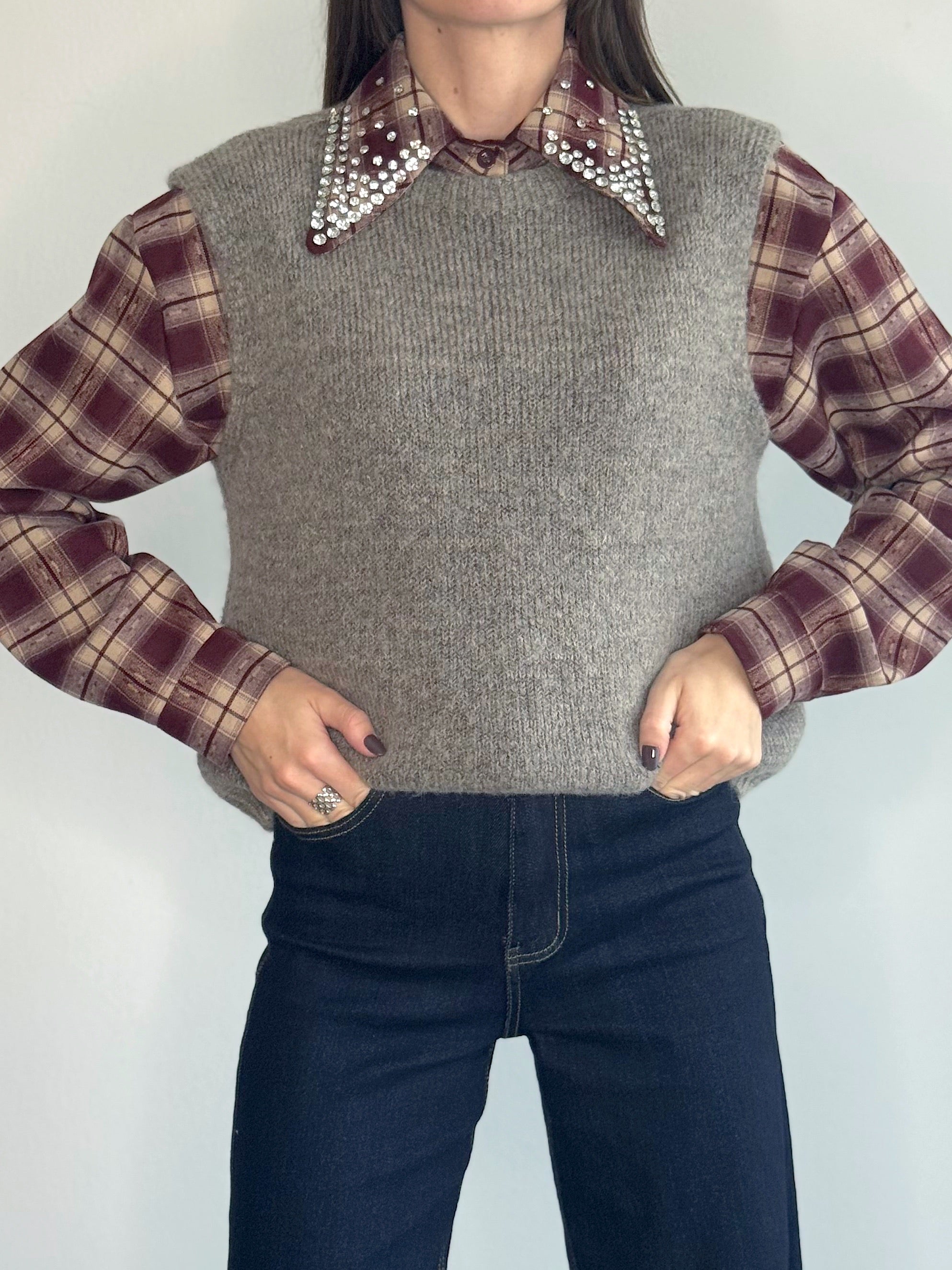 CAMICIA WOOD FLANELLA CON STRASS