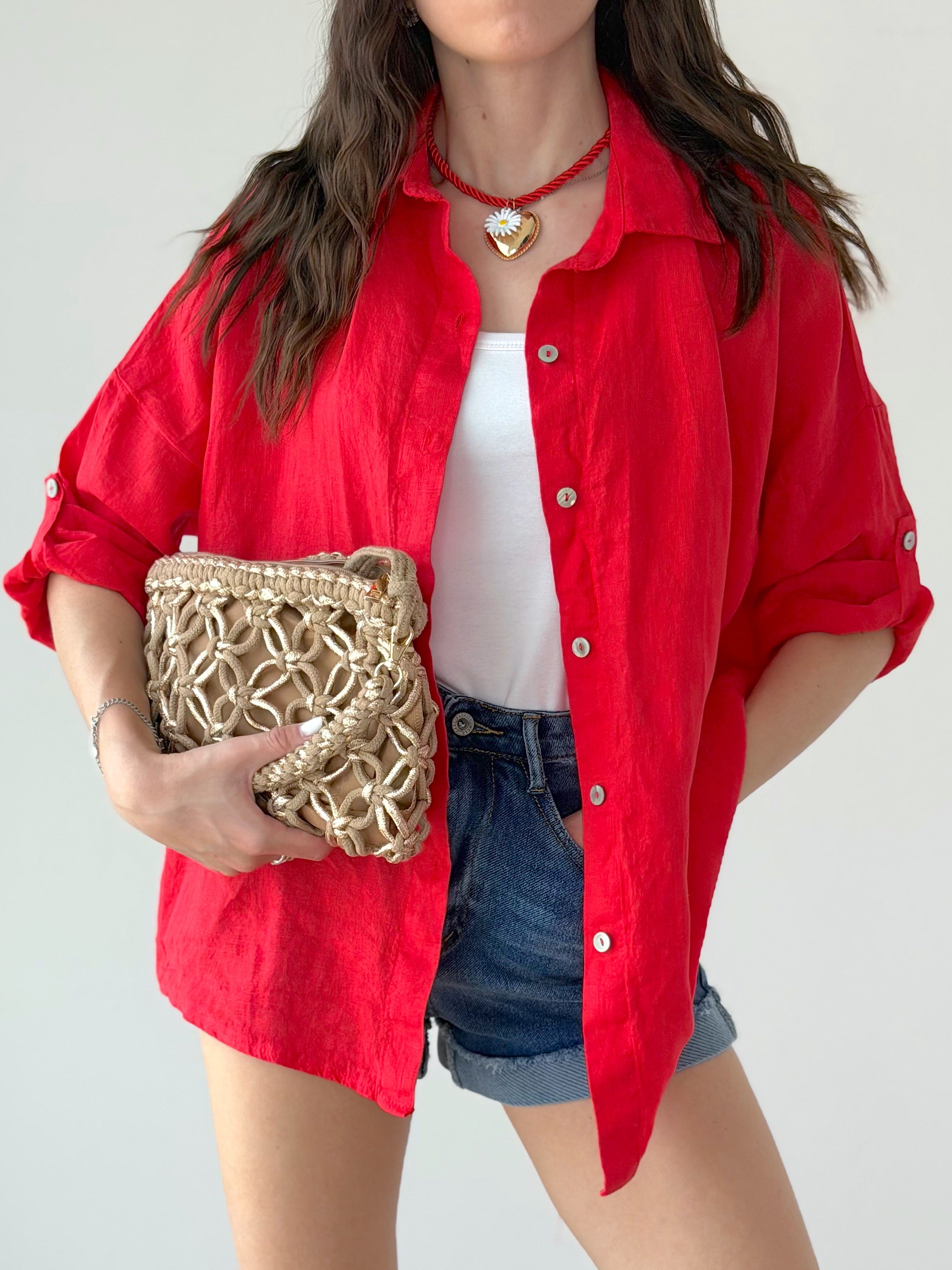 CAMICIA 100% LINO ( MANICA CON BOTTONCINO )