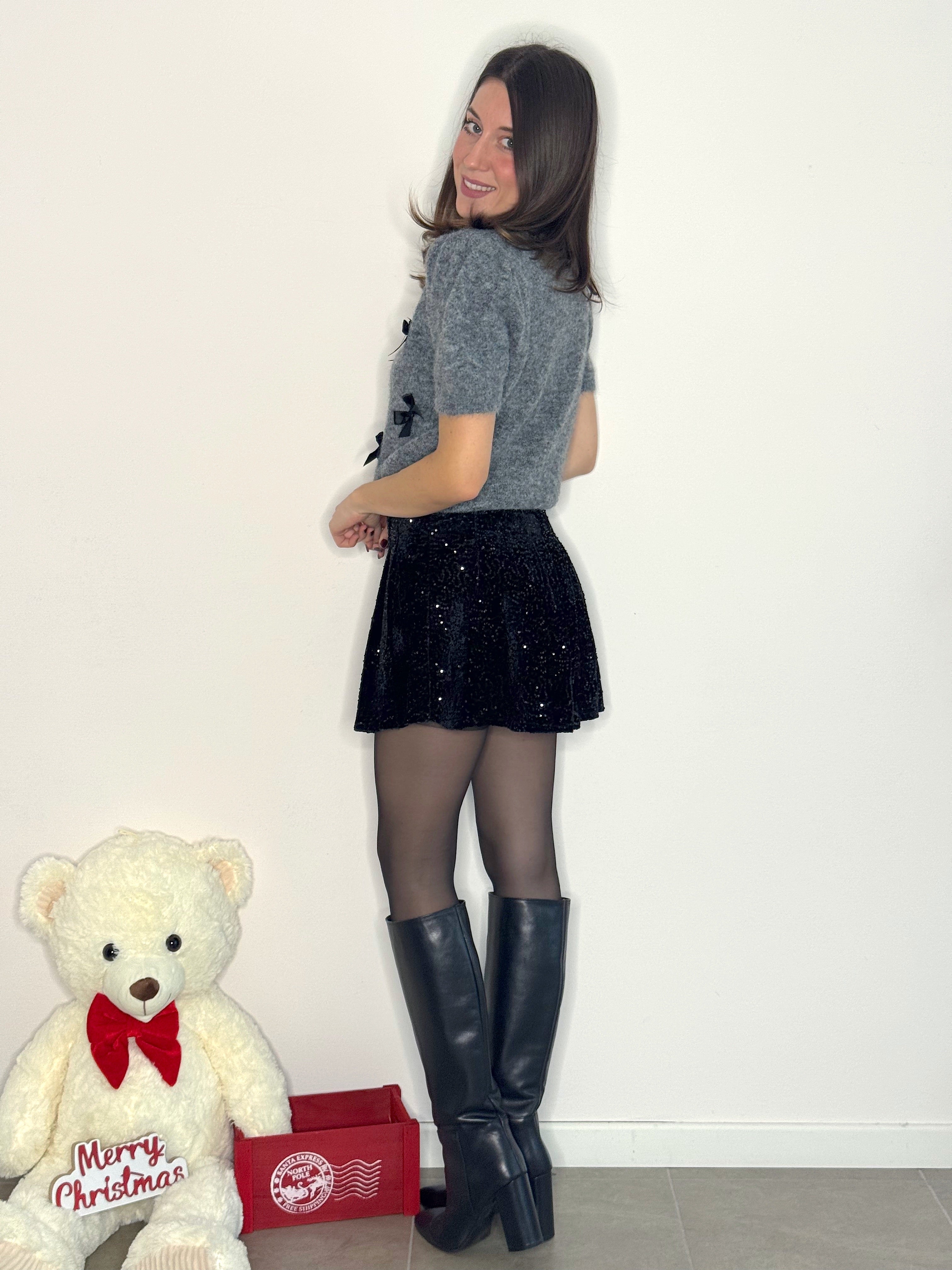 GONNA PANTALONCINO IN CINIGLIA CON PAILETTES