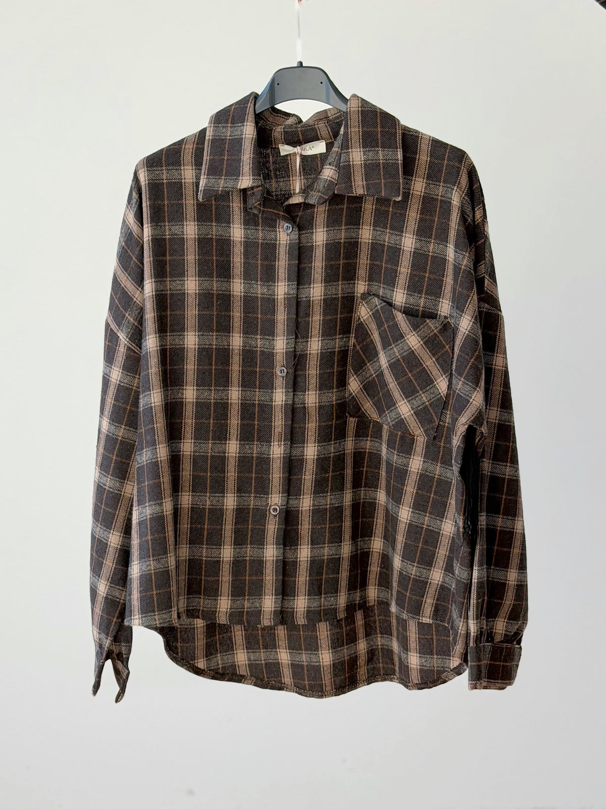 CAMICIA WOOD CON FRANGE