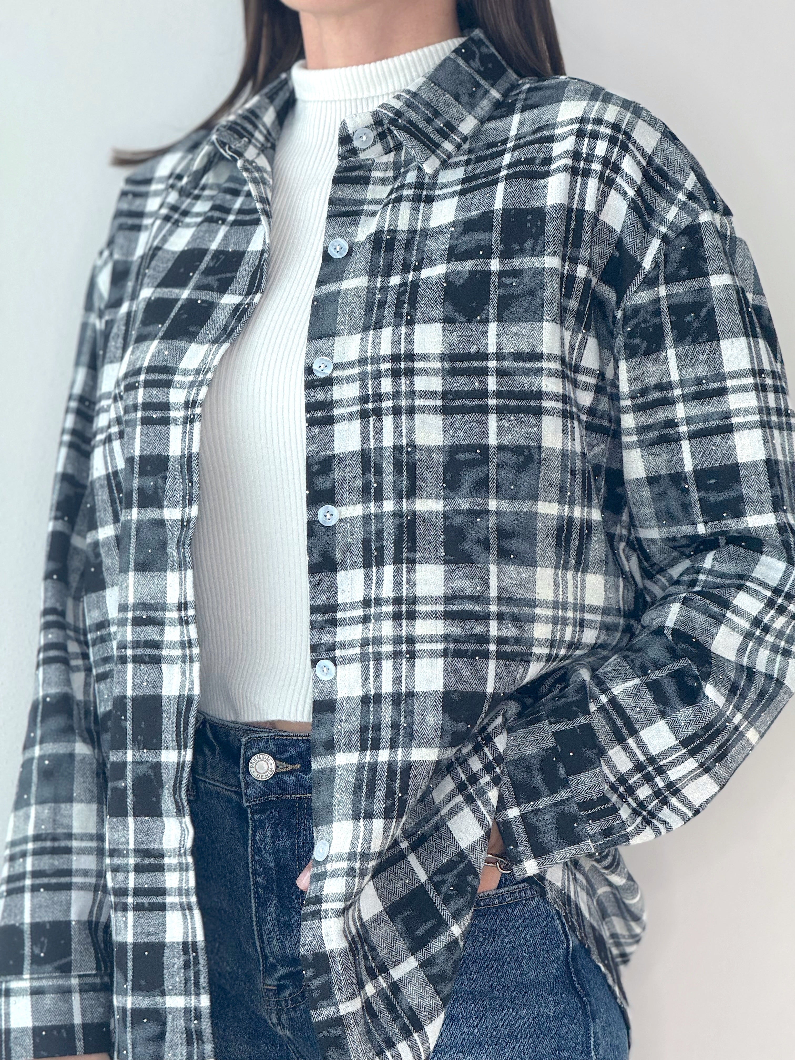 CAMICIA QUADRI CON STRASS